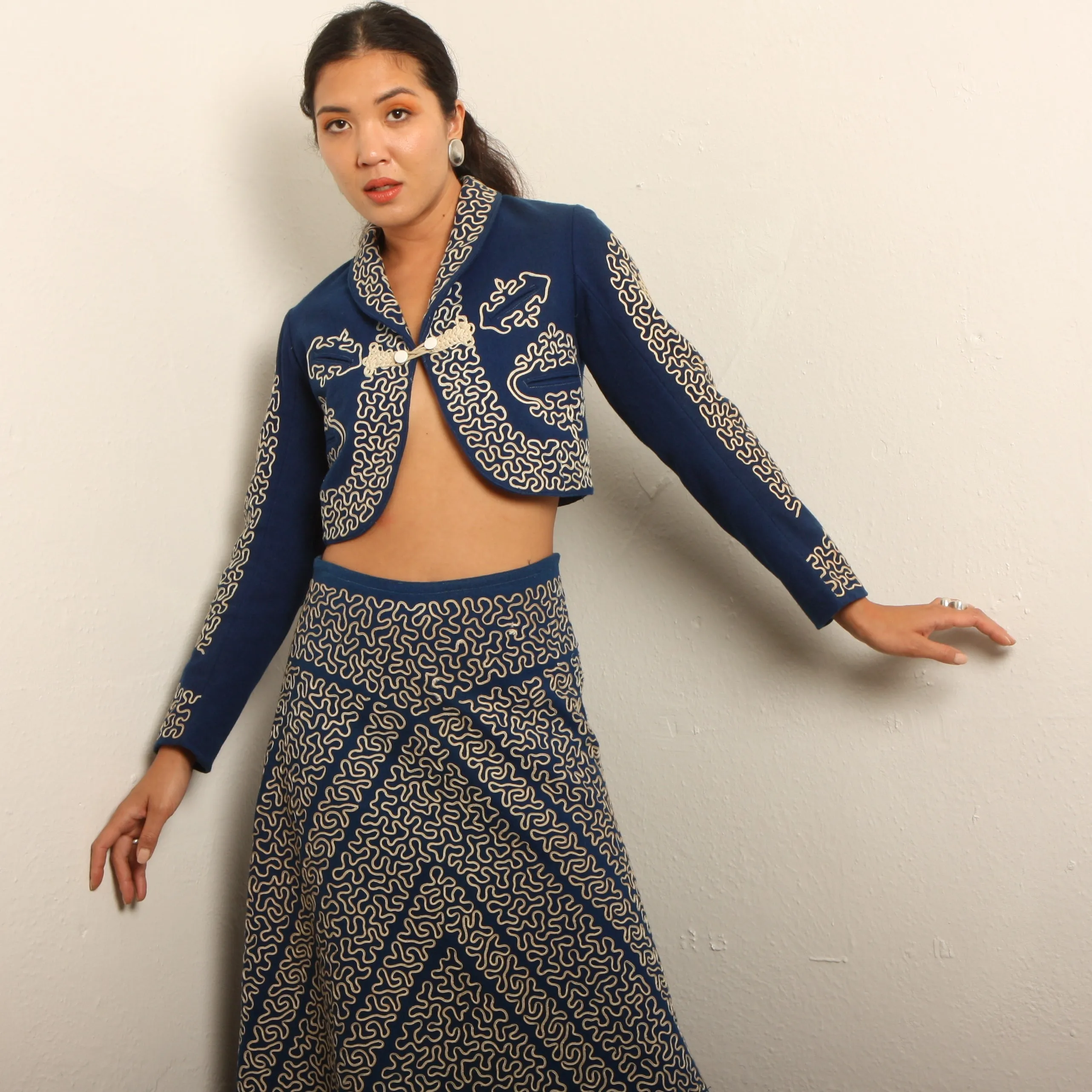 Vintage 40's Traditional Mexican Charro Skirt Suit