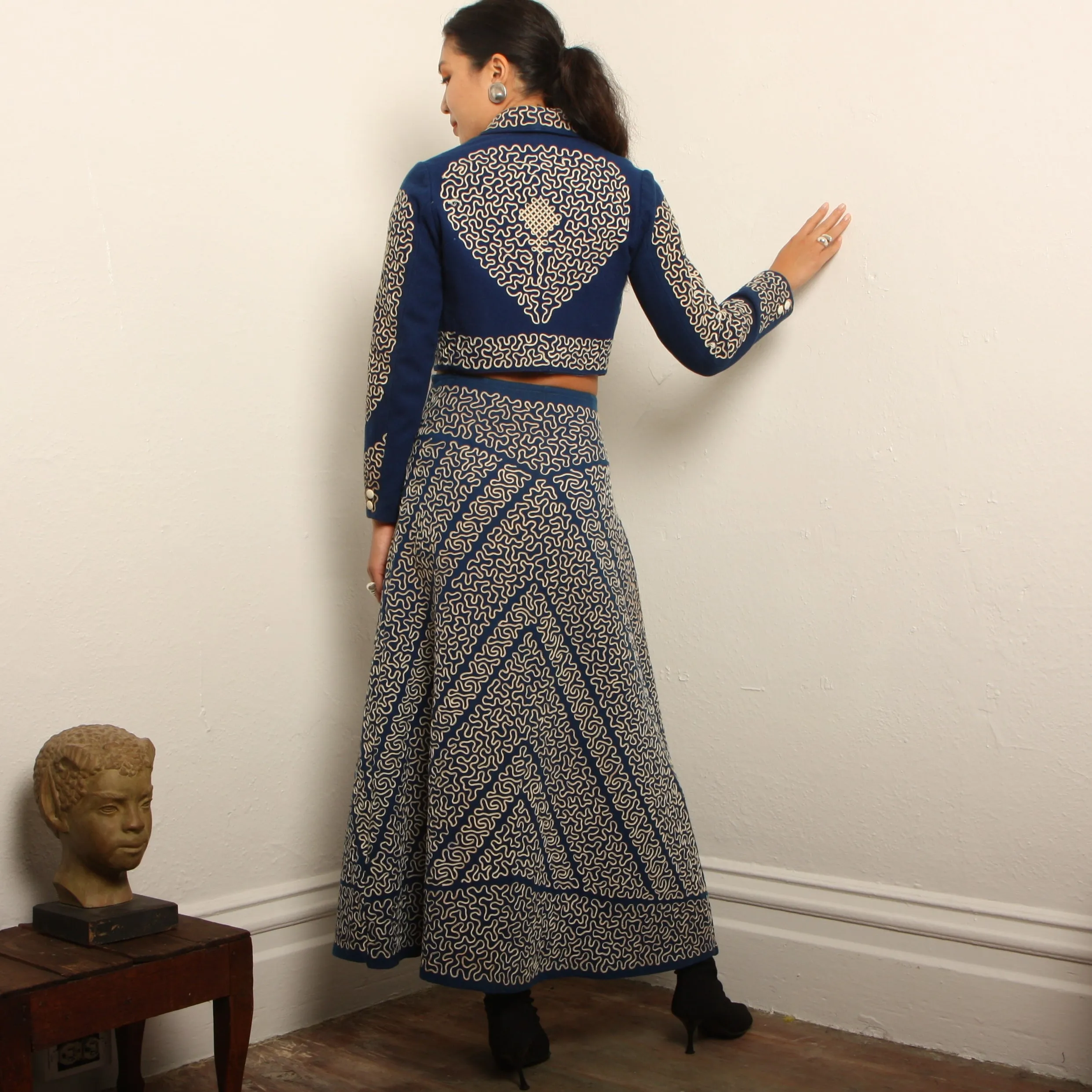 Vintage 40's Traditional Mexican Charro Skirt Suit