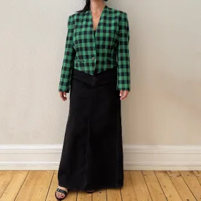 Vintage Checked Cropped Blazer