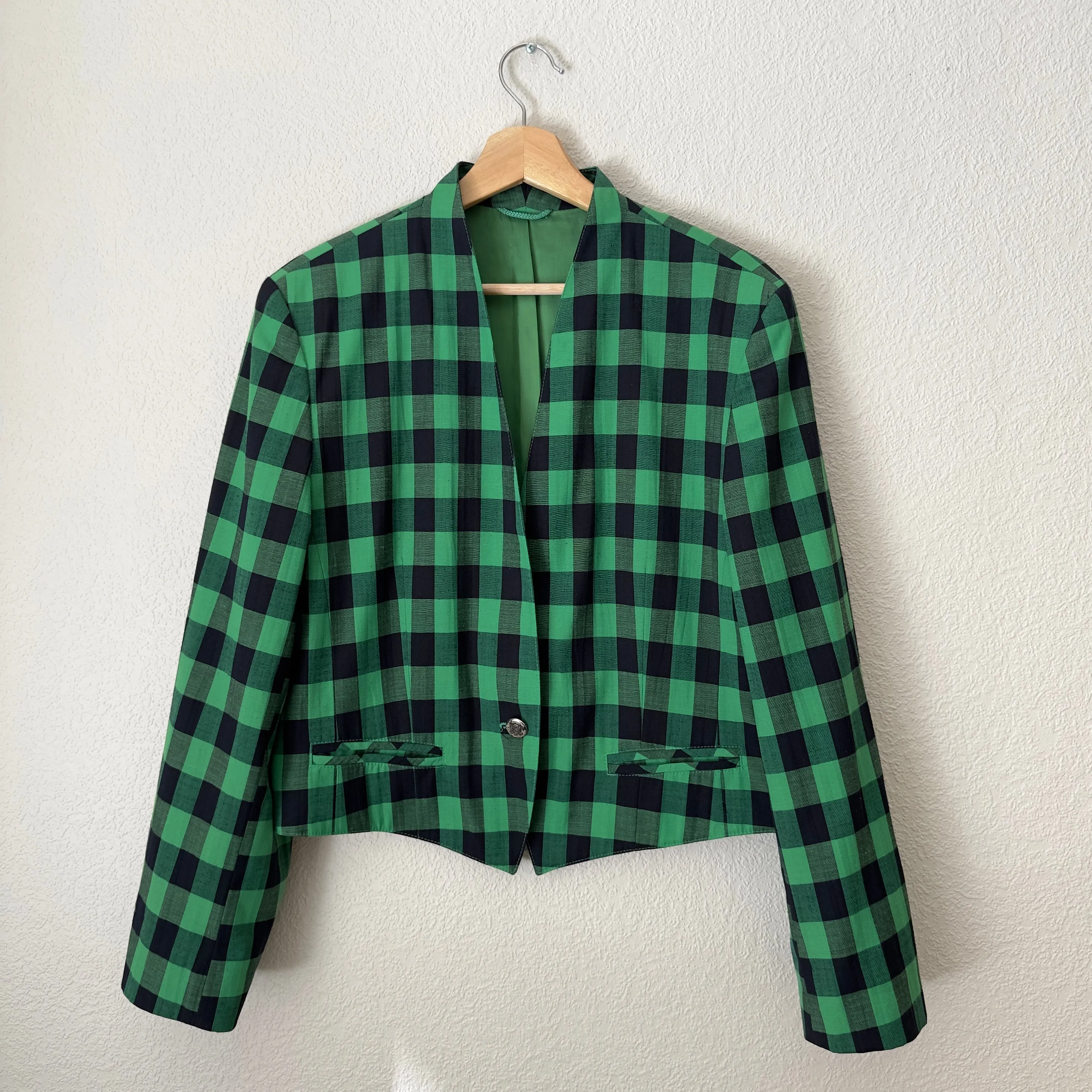 Vintage Checked Cropped Blazer