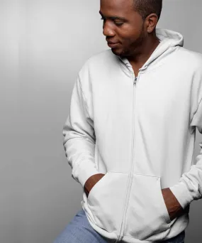 White - Basic Zipped Hooded Sweatshirt
