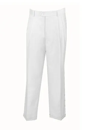 White Dress Pants Regular Leg Pleated Pre-hemmed With Cuffs