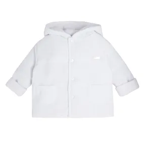 White Needlecord Hooded Jacket