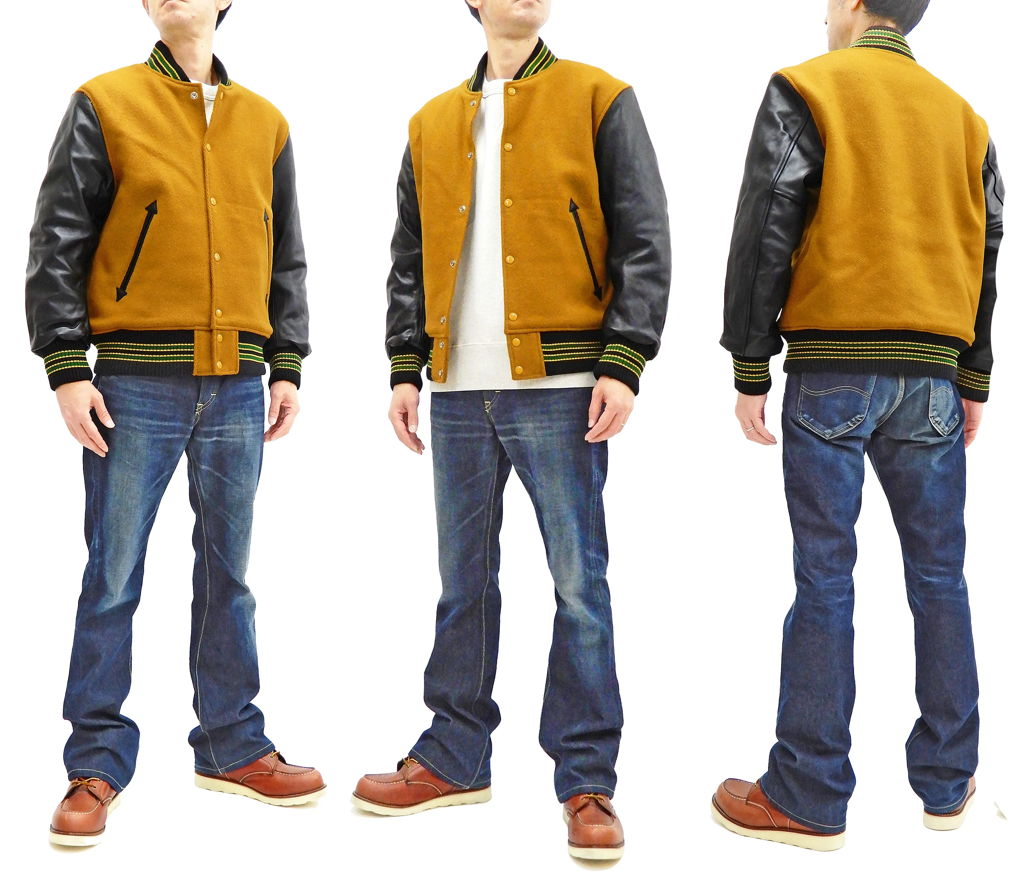 Whitesville Plain Varsity Jacket Men's Letterman Jacket Melton Leather Award Jacket WV14904 C/#156 Gold x Black