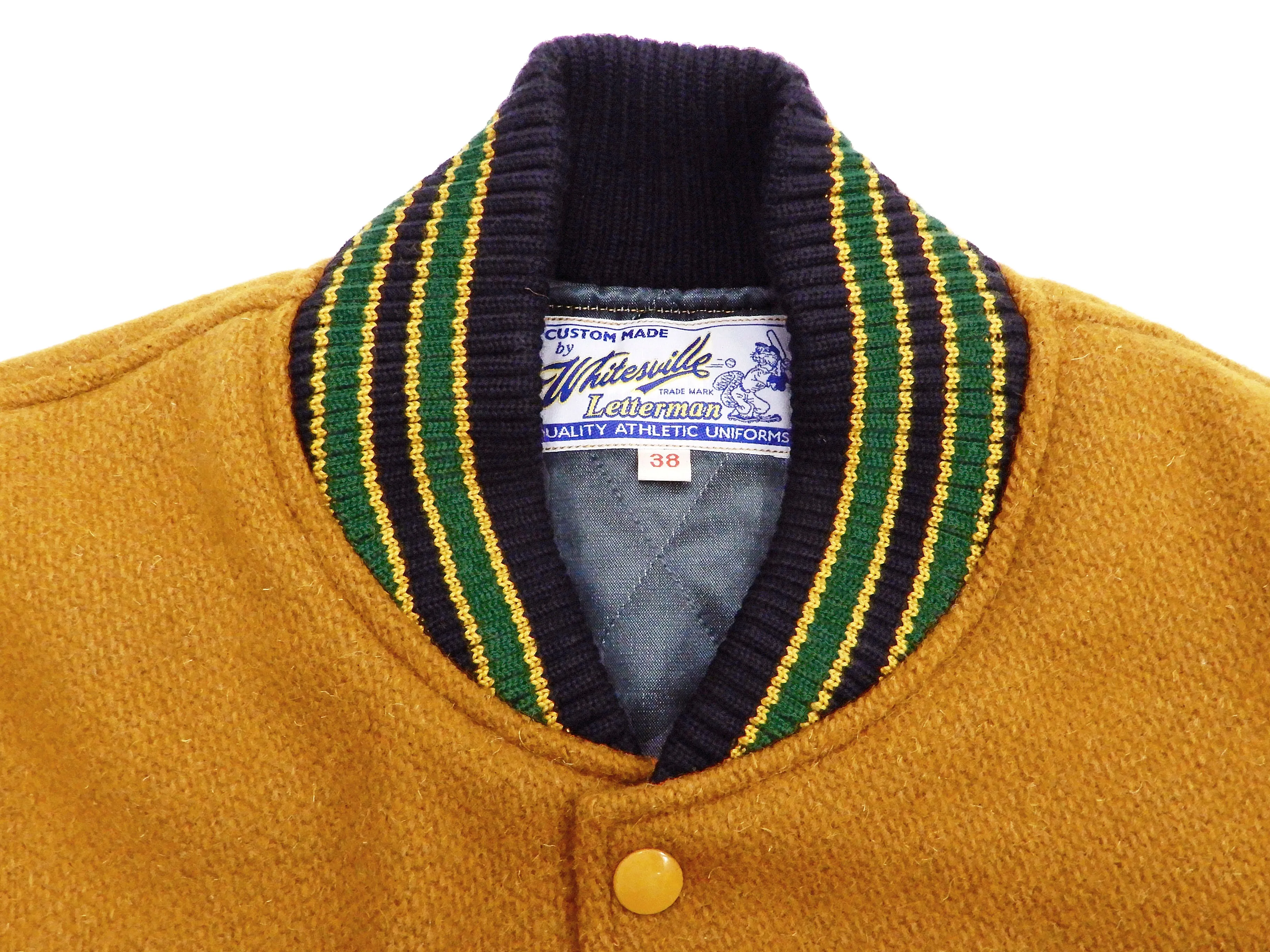 Whitesville Plain Varsity Jacket Men's Letterman Jacket Melton Leather Award Jacket WV14904 C/#156 Gold x Black