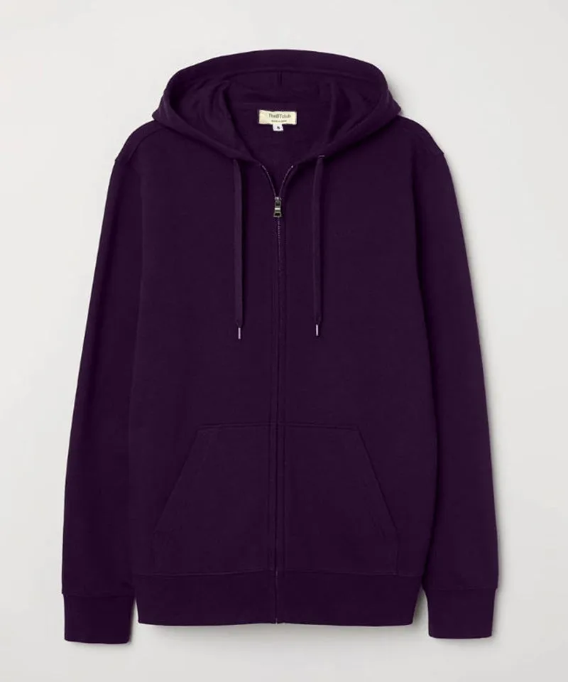 Wine - Basic Zipped Hooded Sweatshirt