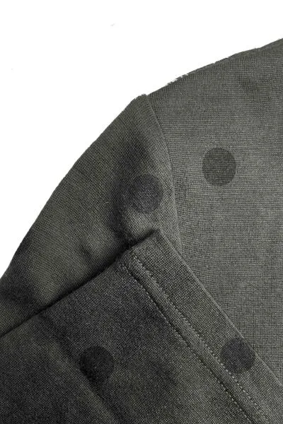 WOMEN'S 100% MERINO (210) A-LINE SCOOP LONG SLEEVE TOP SPOT PRINT OLIVE & BLACK