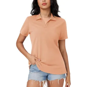 Women's Cotton V-Neck Polo Shirt | Short Sleeve Casual Golf & Work Tee