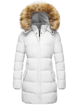 Women'S plus Size Coat Puffer Jacket Hooded Waterproof Winter Coat White 4XL