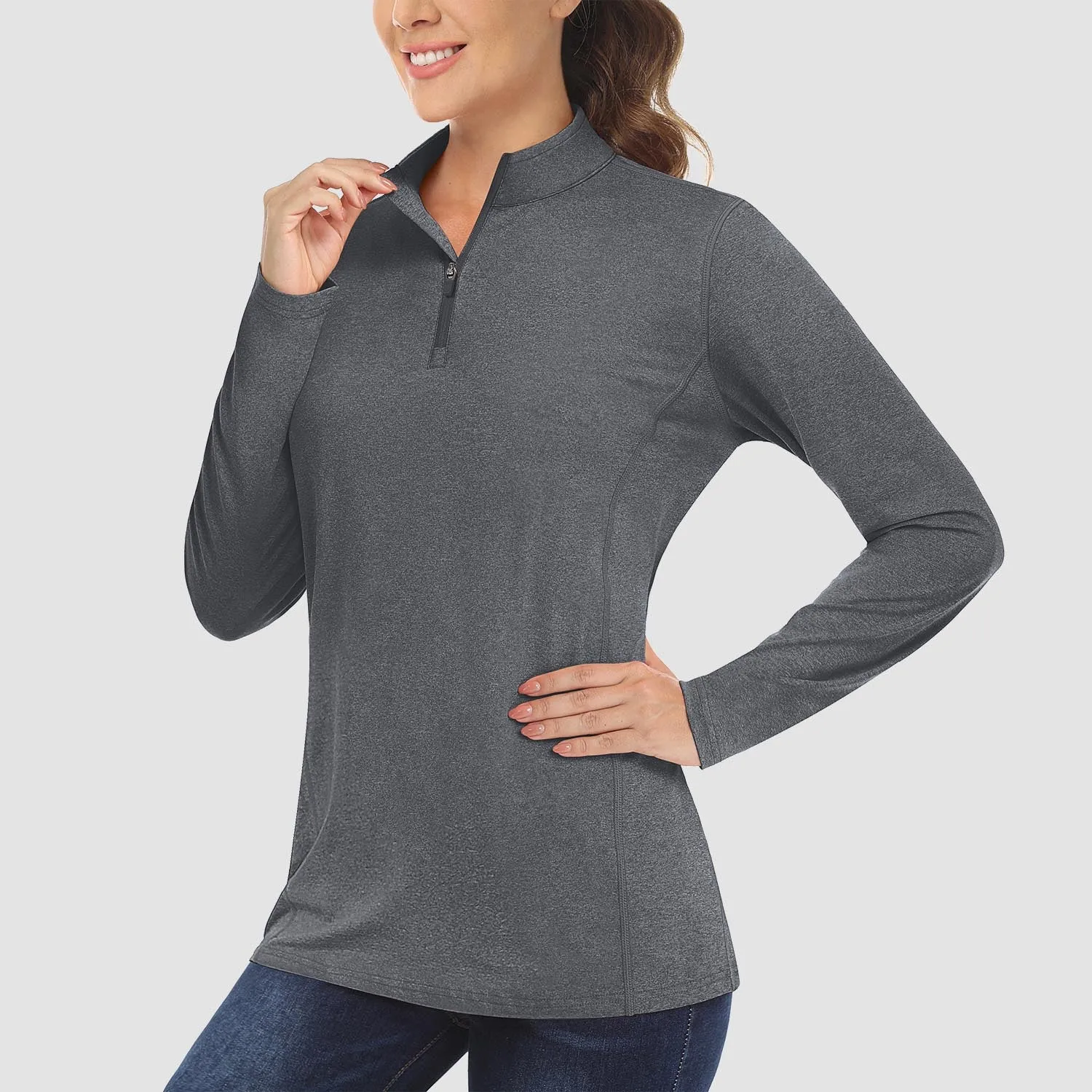 Women's Sun Protection Shirt Long Sleeve 1/4 Zip UPF50  UV Shirts Quick Dry