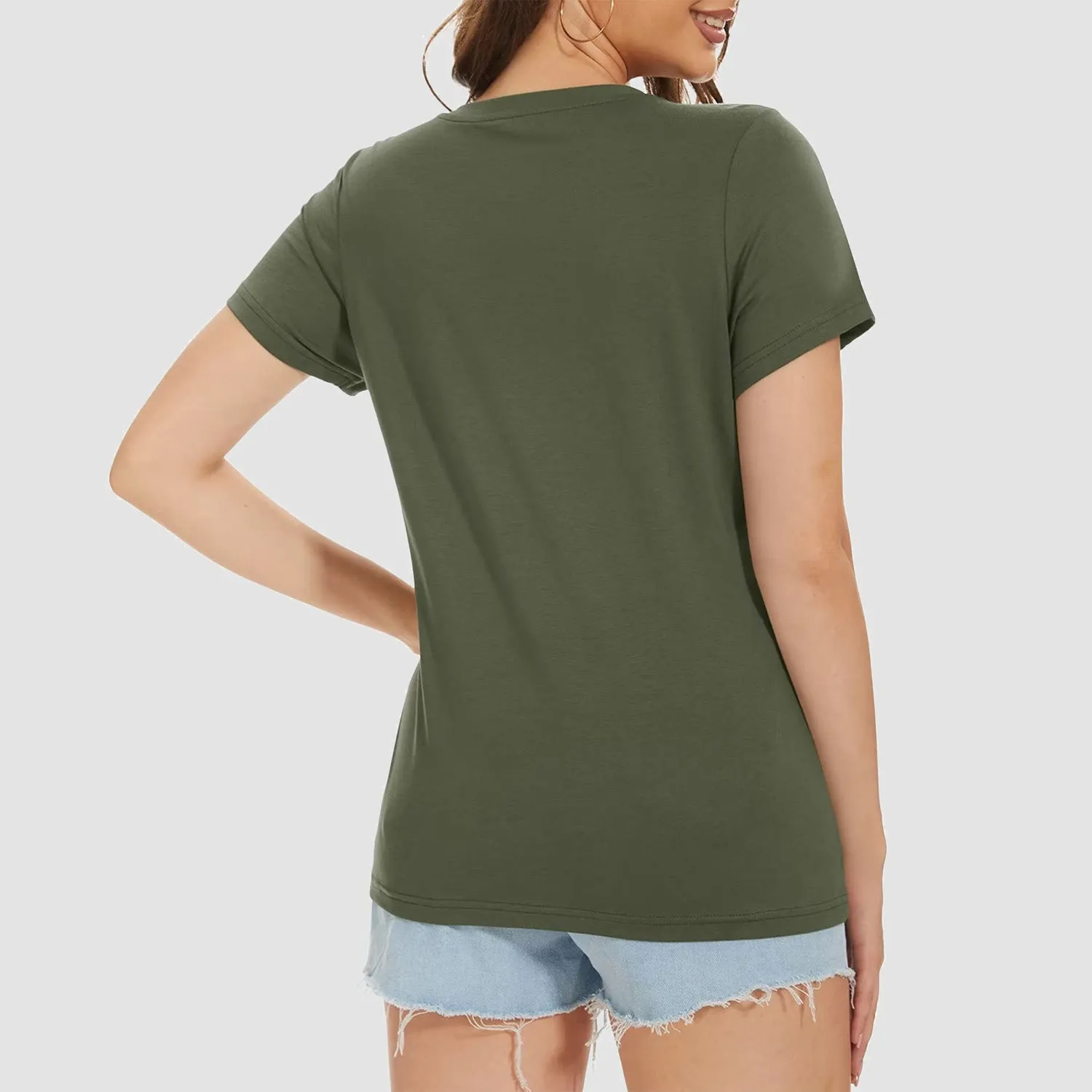 Women's V-Neck T-Shirt Quick Dry Cotton Basic Top
