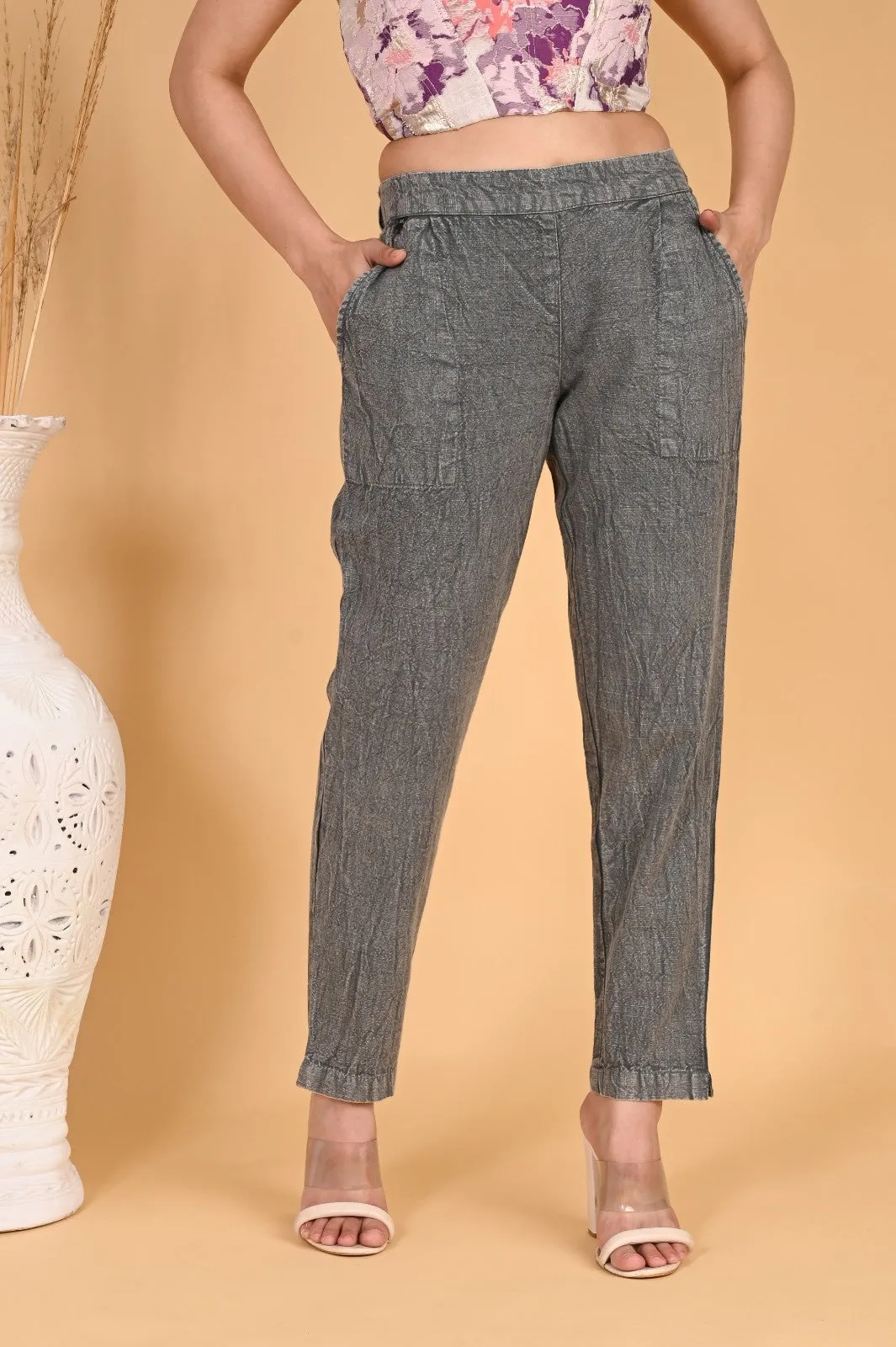 WOOD YELLOW DENIM COTTON PANTS