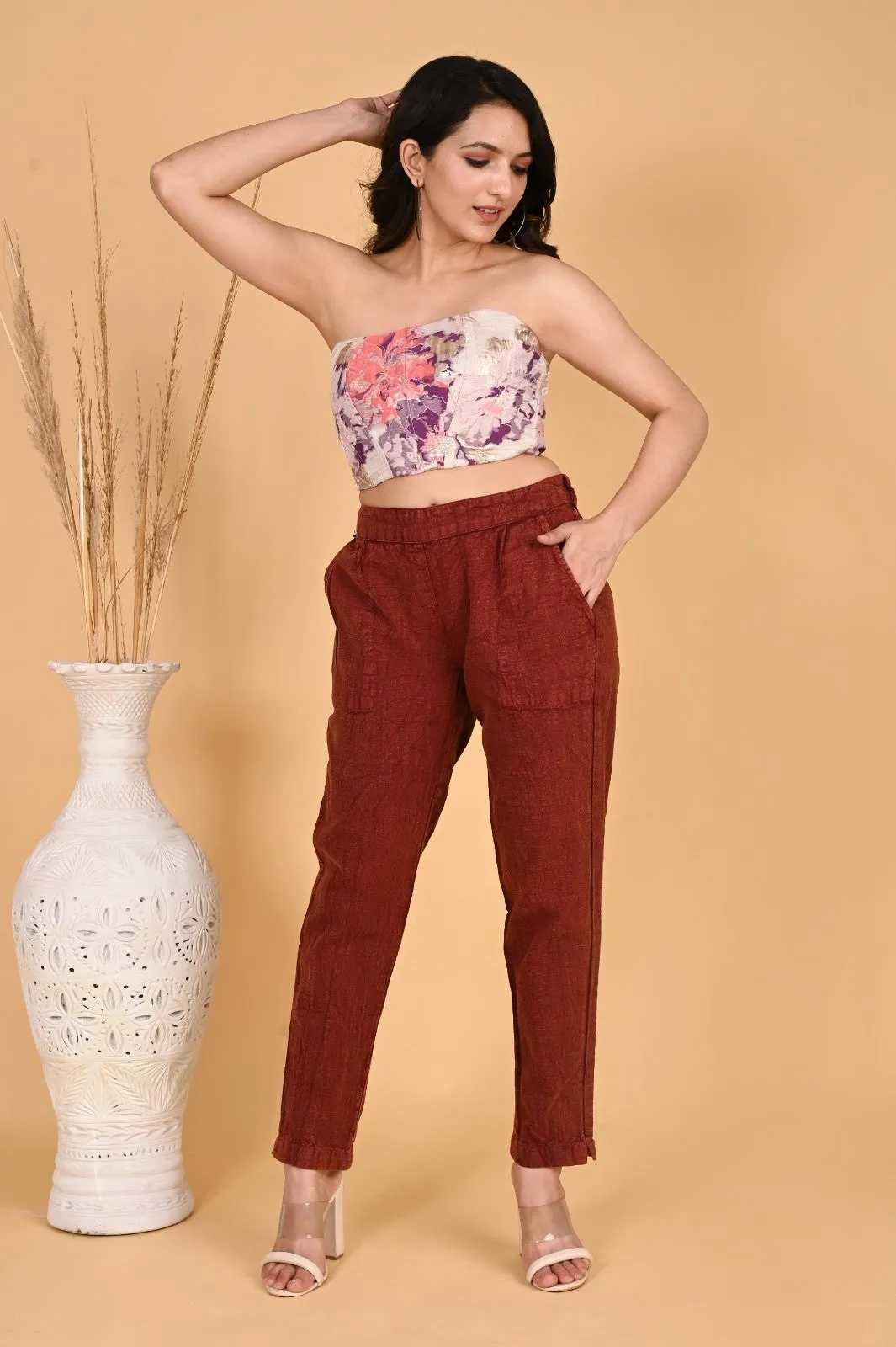 WOOD YELLOW DENIM COTTON PANTS