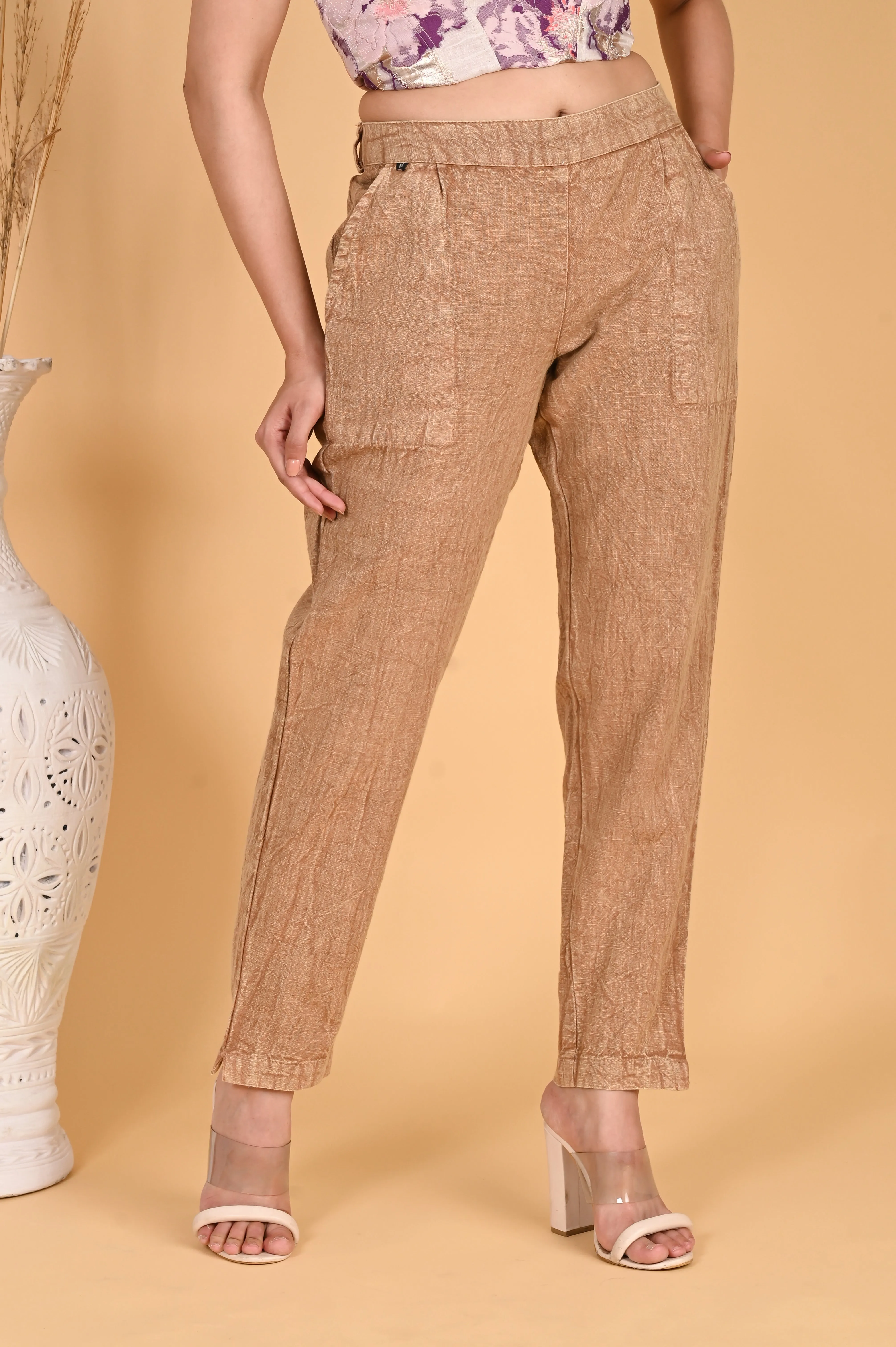 WOOD YELLOW DENIM COTTON PANTS