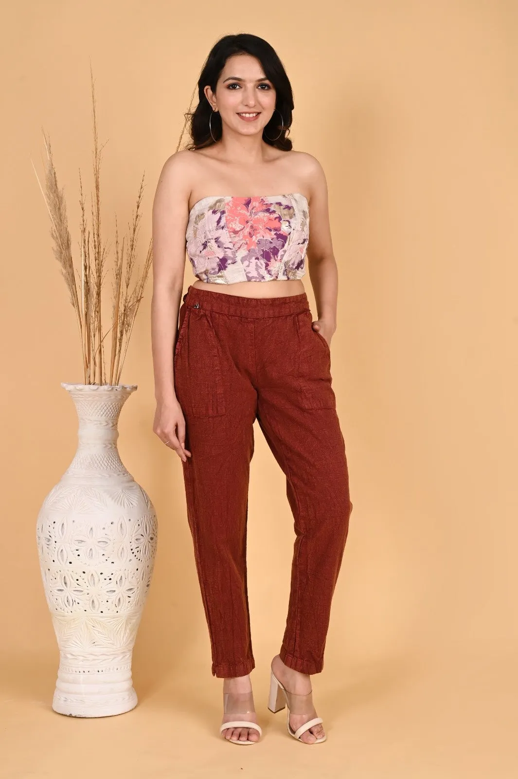 WOOD YELLOW DENIM COTTON PANTS