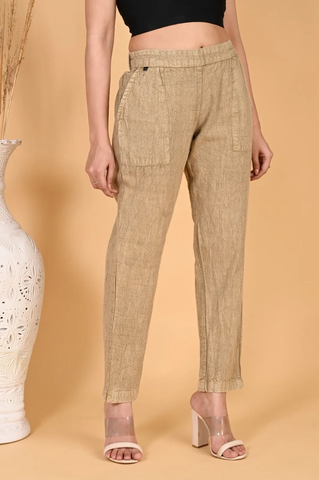 WOOD YELLOW DENIM COTTON PANTS