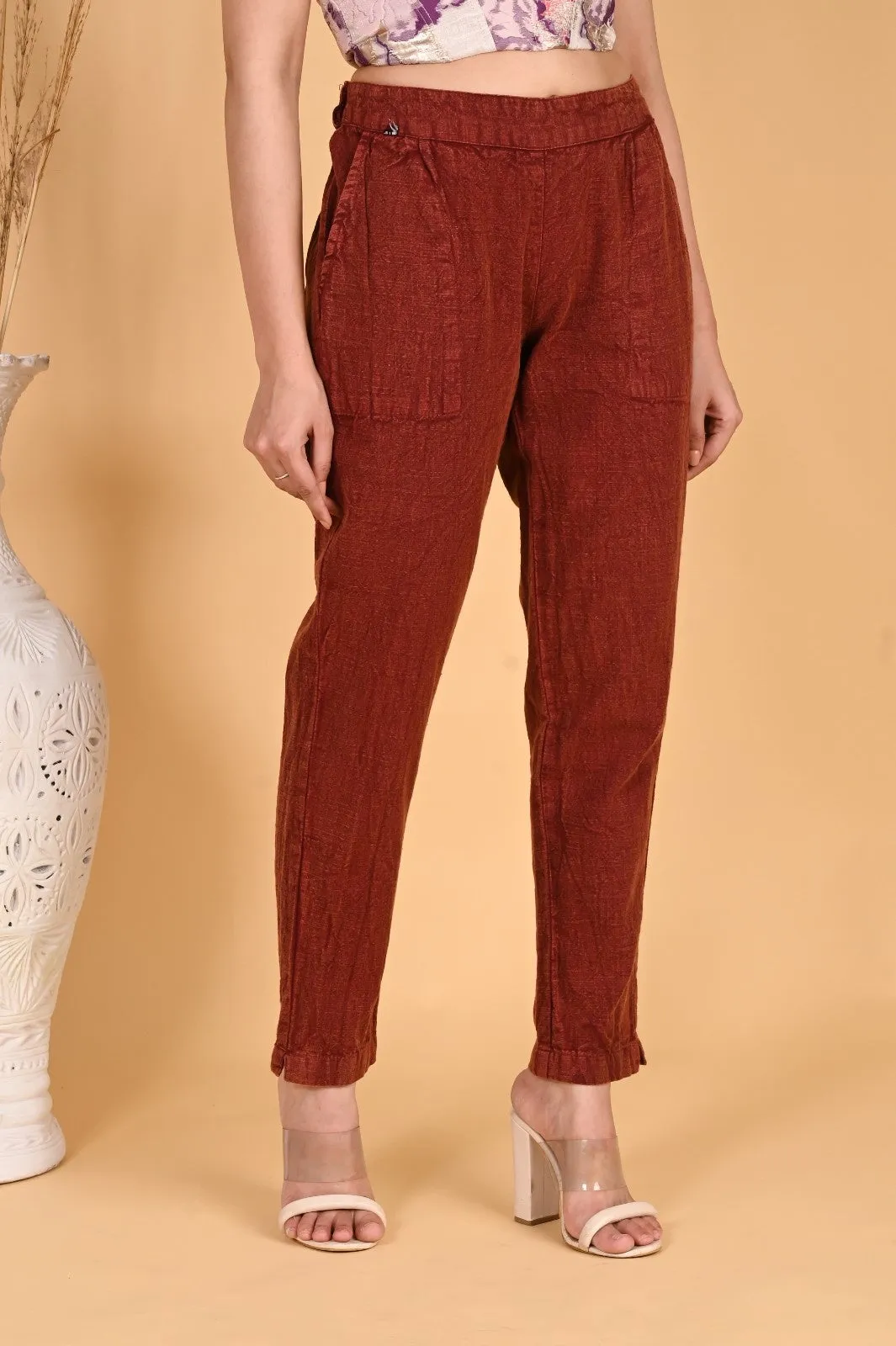 WOOD YELLOW DENIM COTTON PANTS