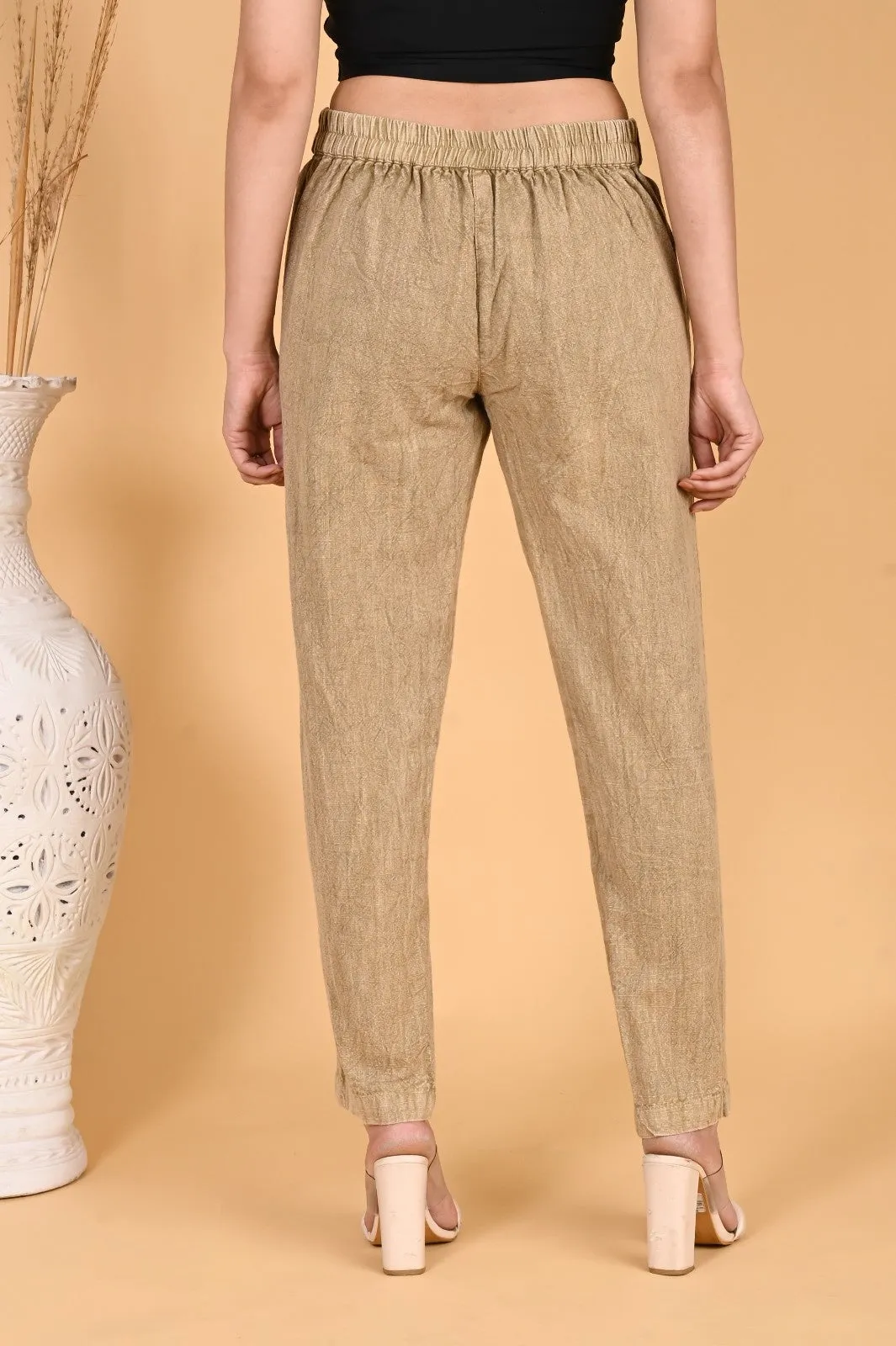 WOOD YELLOW DENIM COTTON PANTS