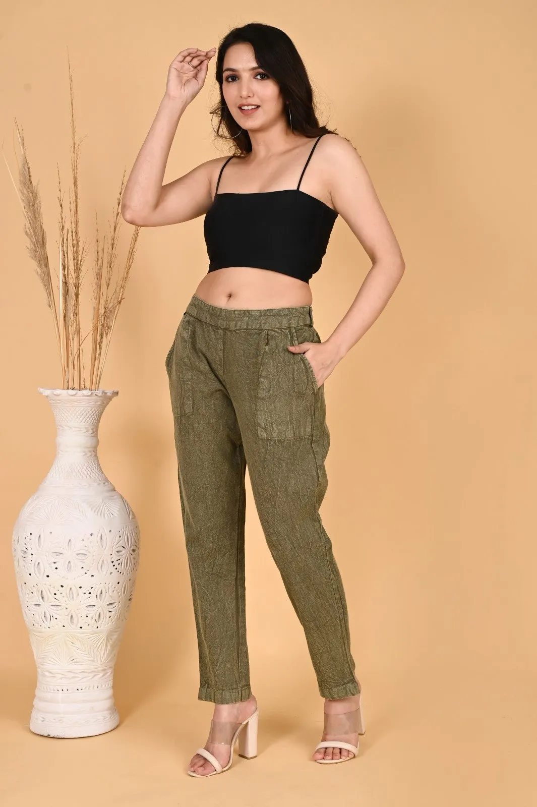 WOOD YELLOW DENIM COTTON PANTS