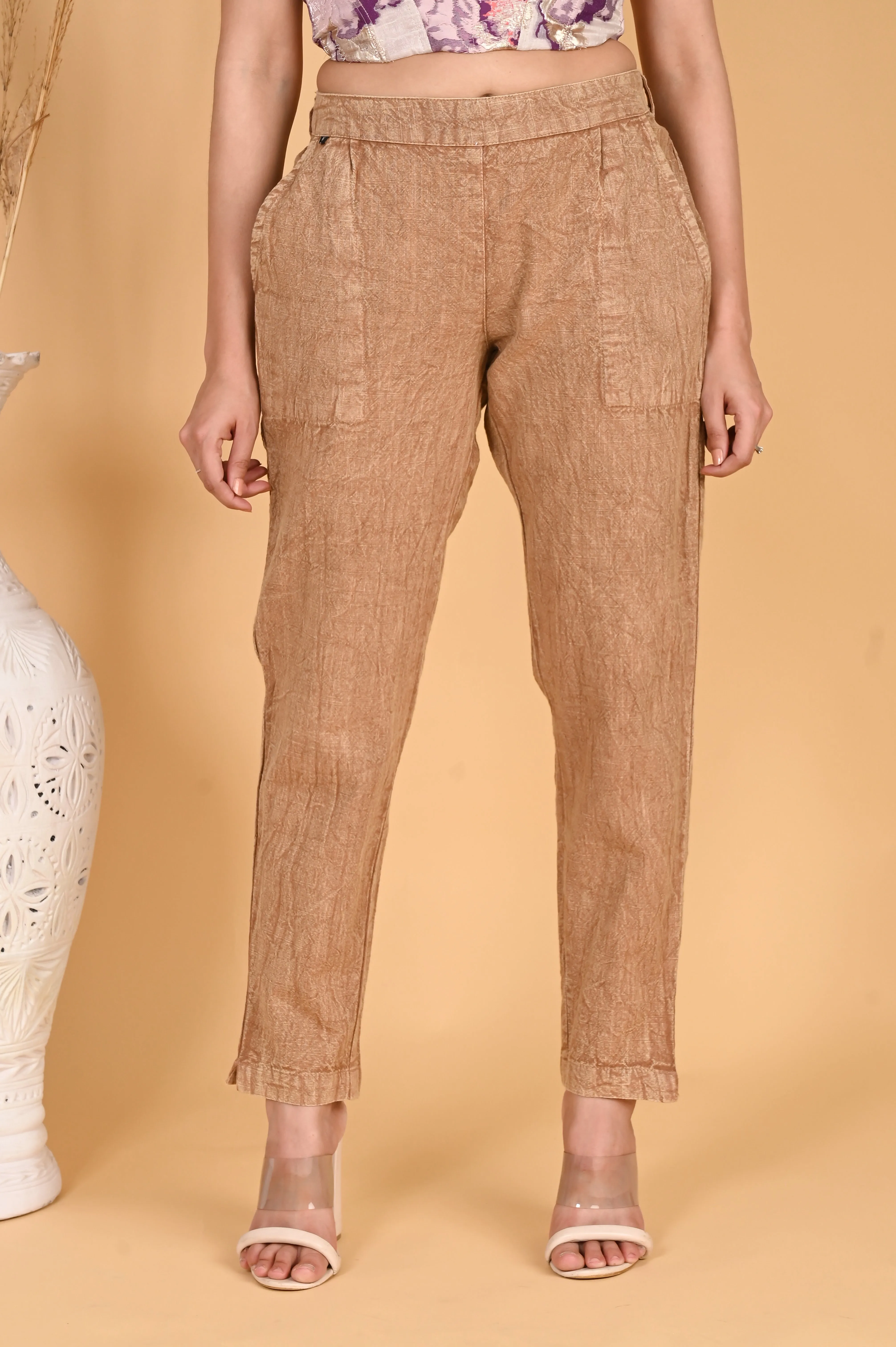 WOOD YELLOW DENIM COTTON PANTS