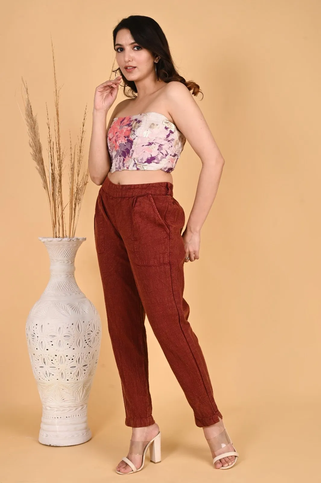 WOOD YELLOW DENIM COTTON PANTS