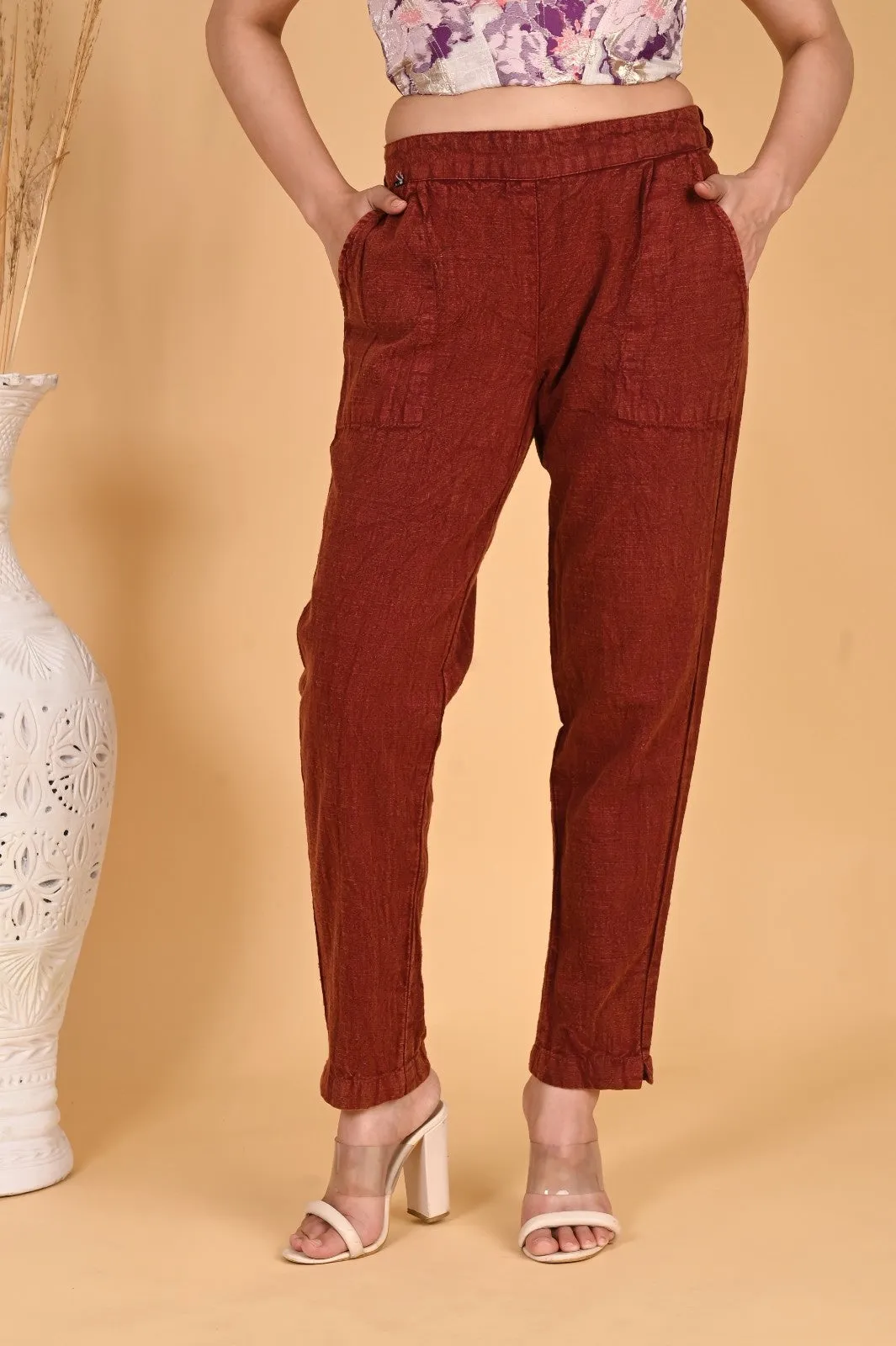 WOOD YELLOW DENIM COTTON PANTS