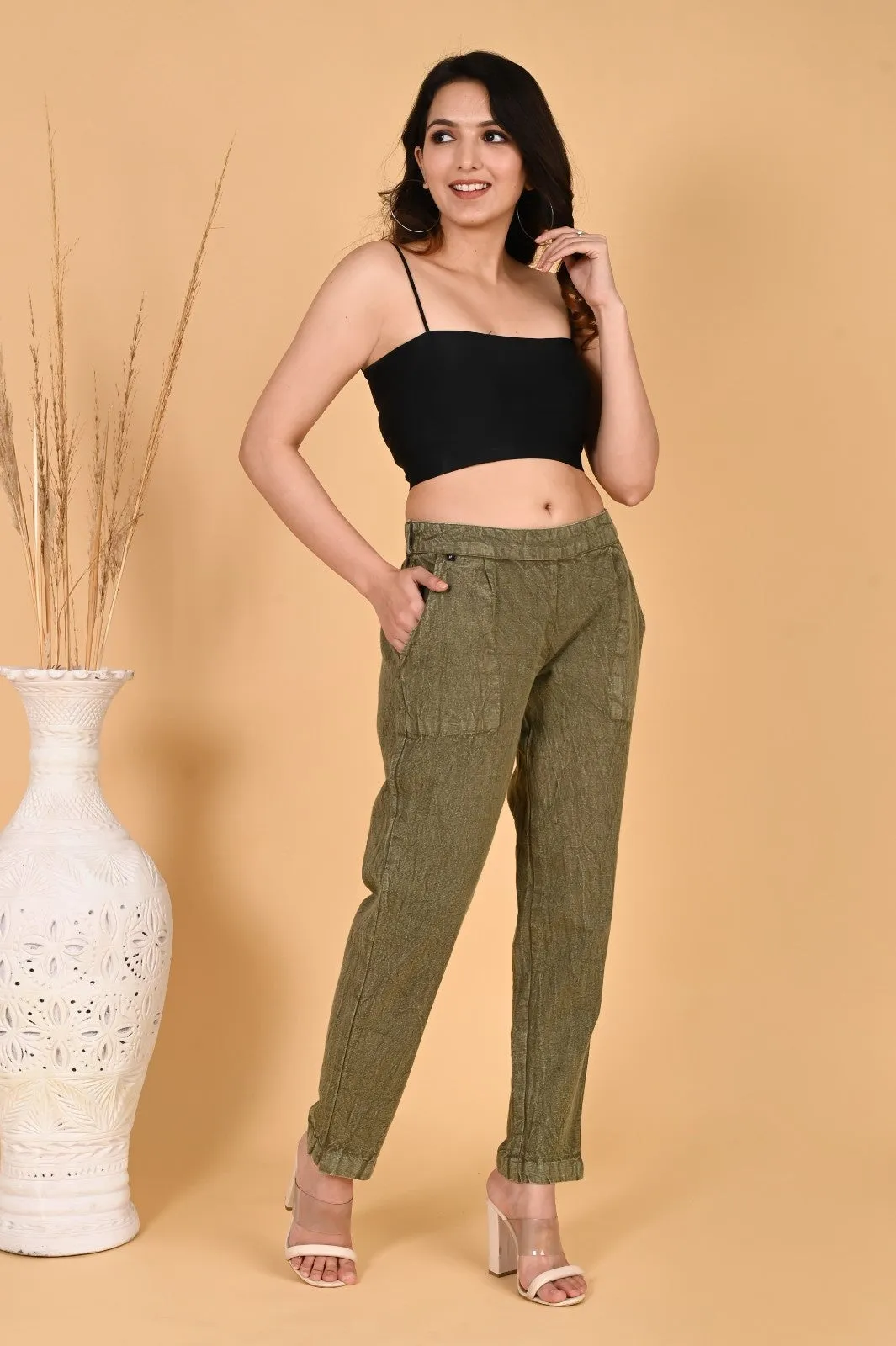 WOOD YELLOW DENIM COTTON PANTS
