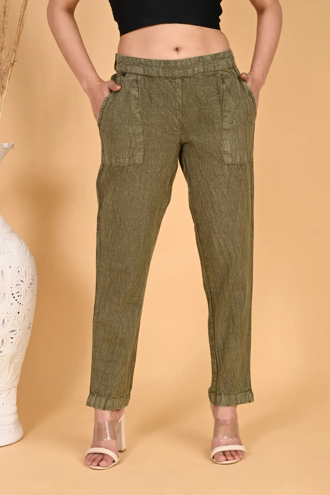 WOOD YELLOW DENIM COTTON PANTS