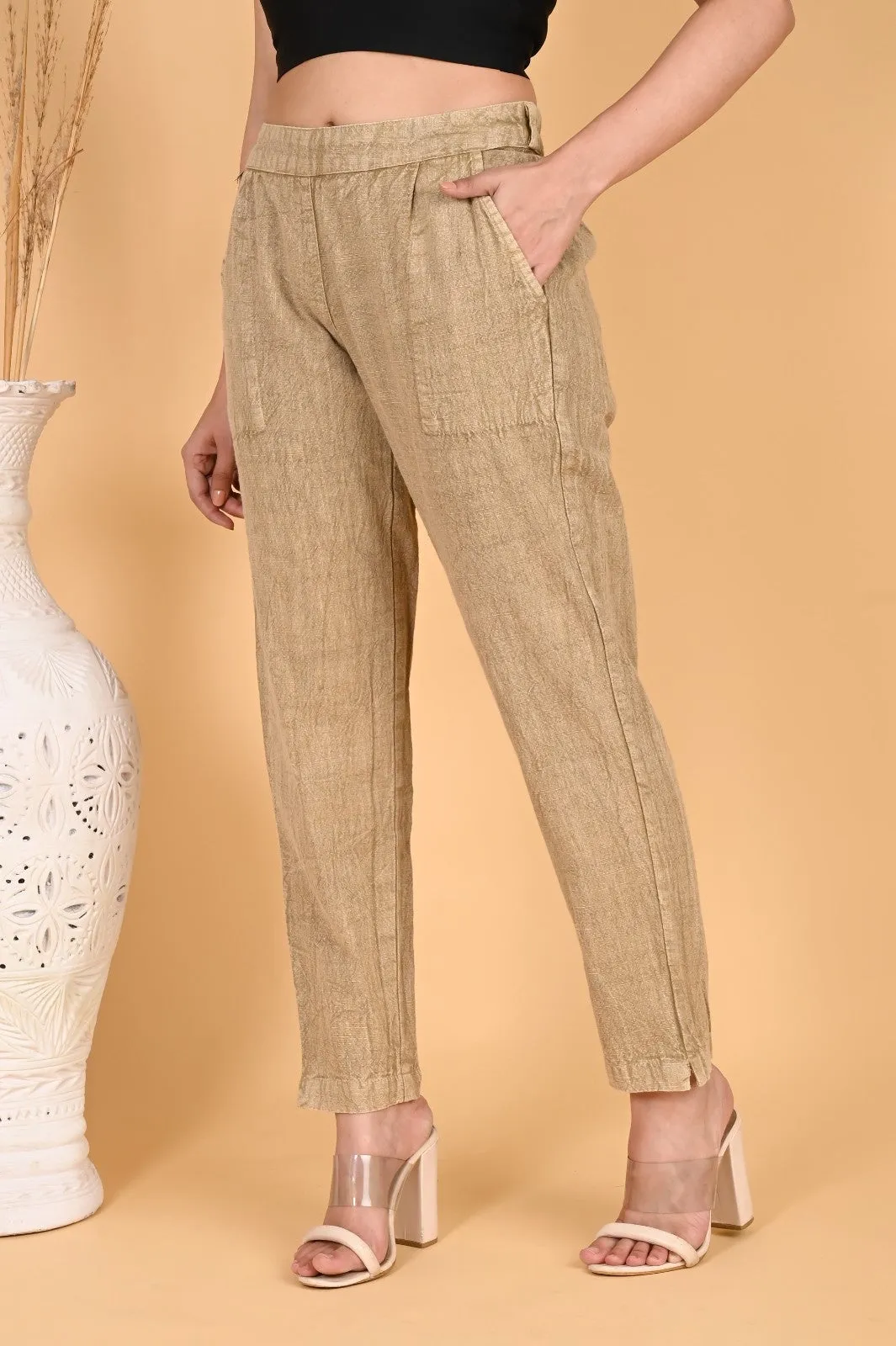 WOOD YELLOW DENIM COTTON PANTS