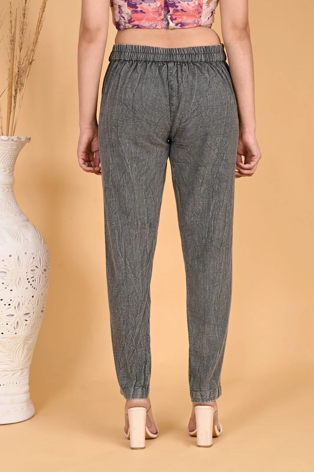WOOD YELLOW DENIM COTTON PANTS