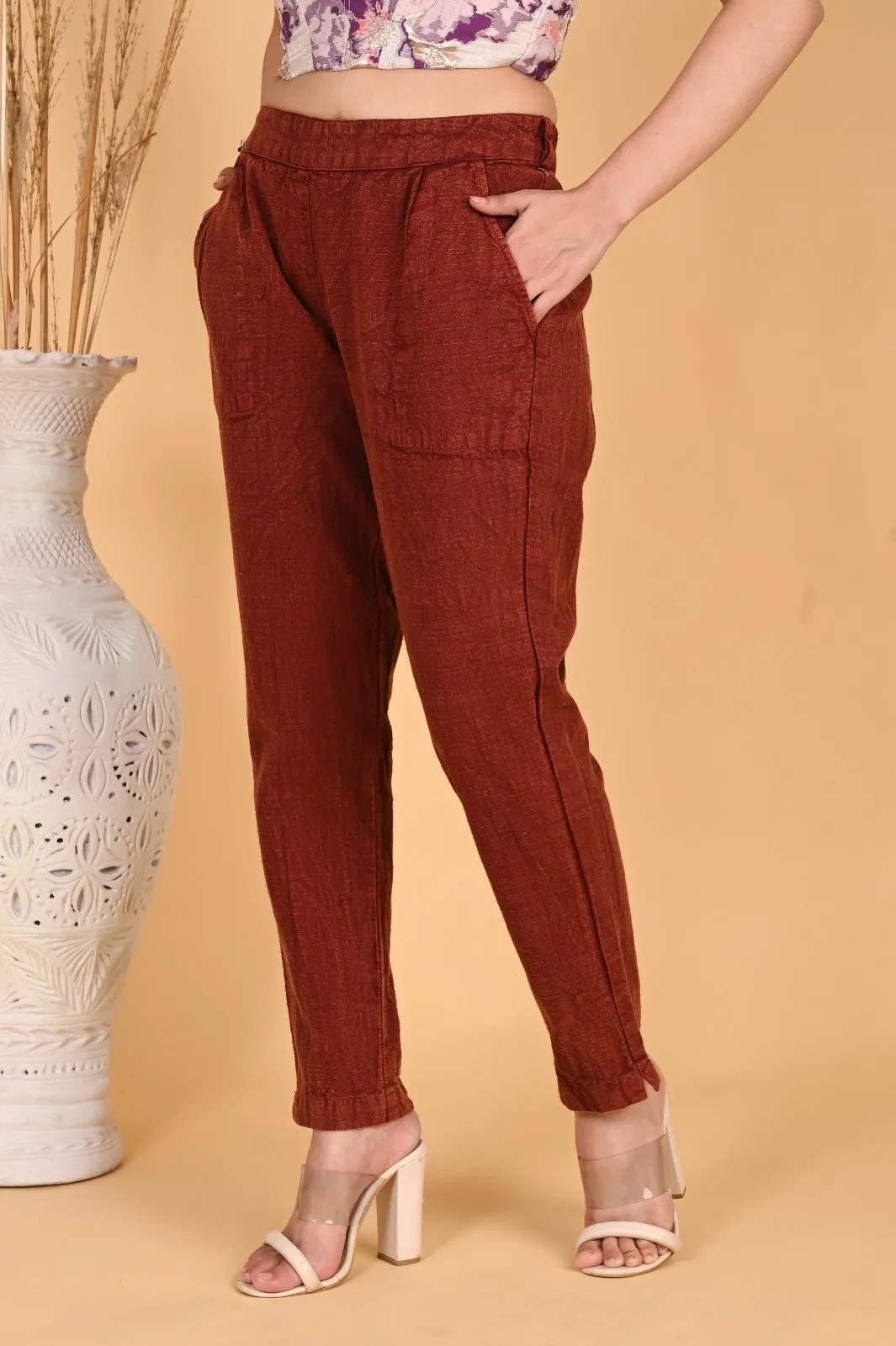 WOOD YELLOW DENIM COTTON PANTS