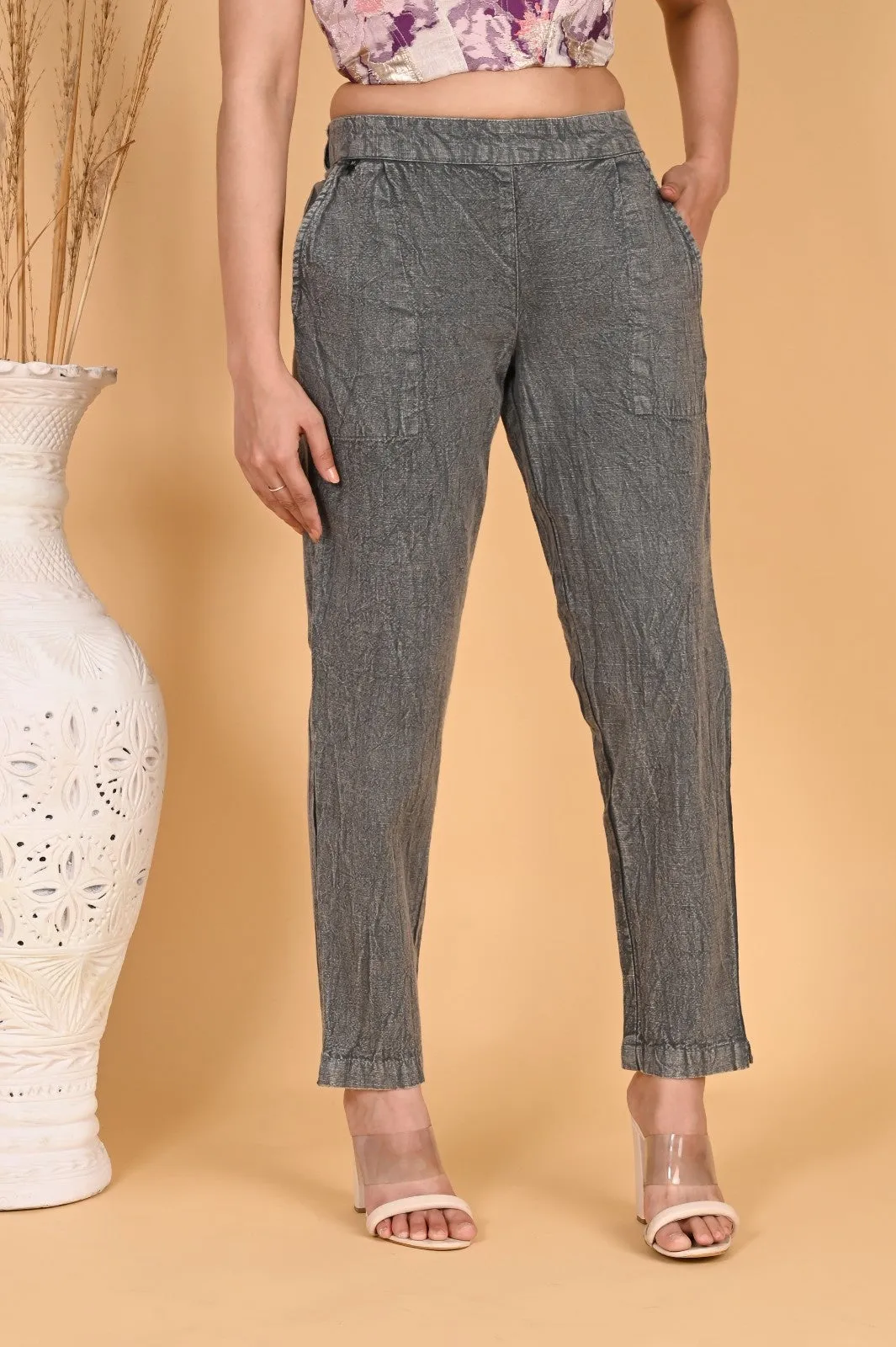 WOOD YELLOW DENIM COTTON PANTS