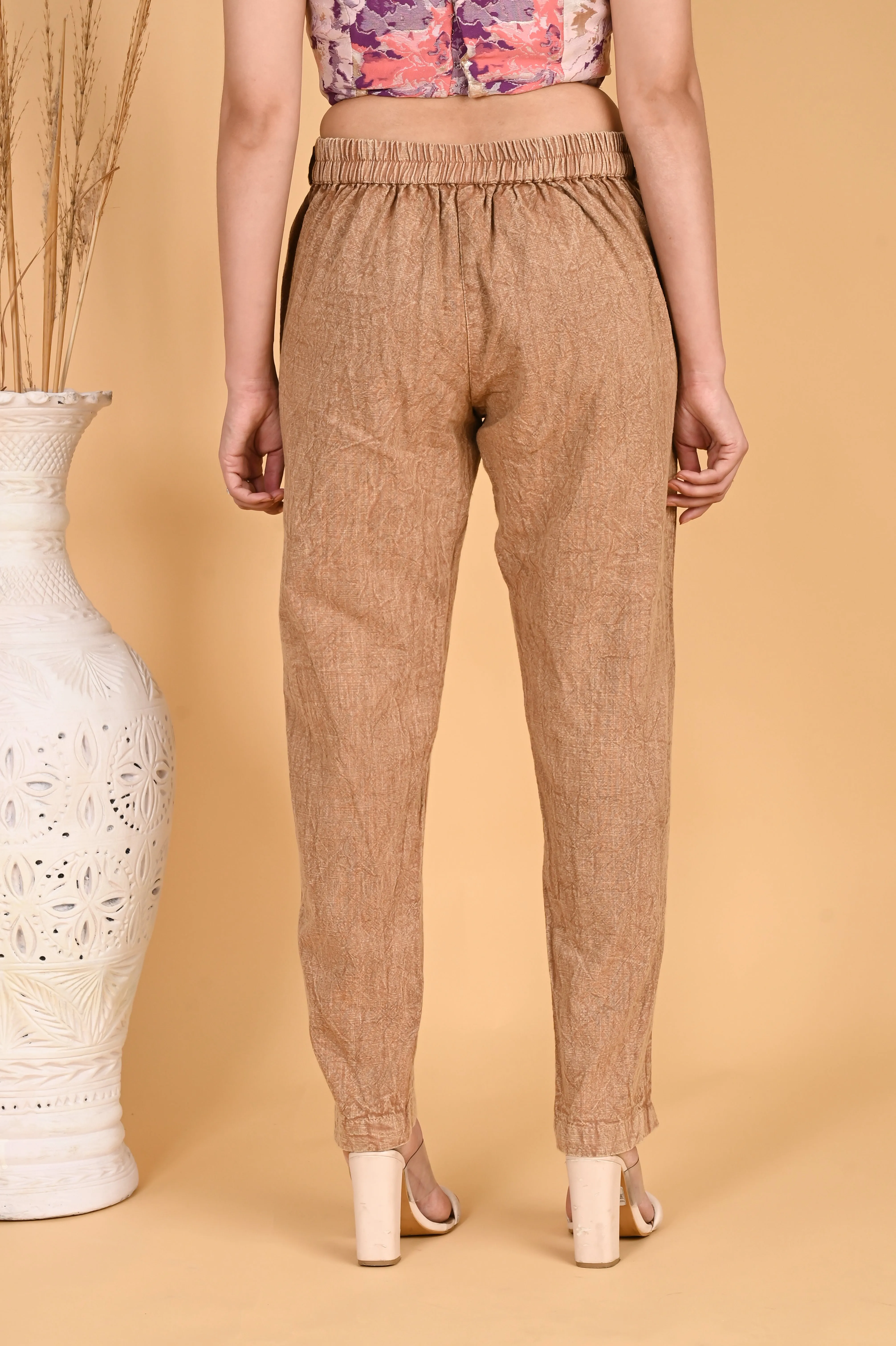 WOOD YELLOW DENIM COTTON PANTS