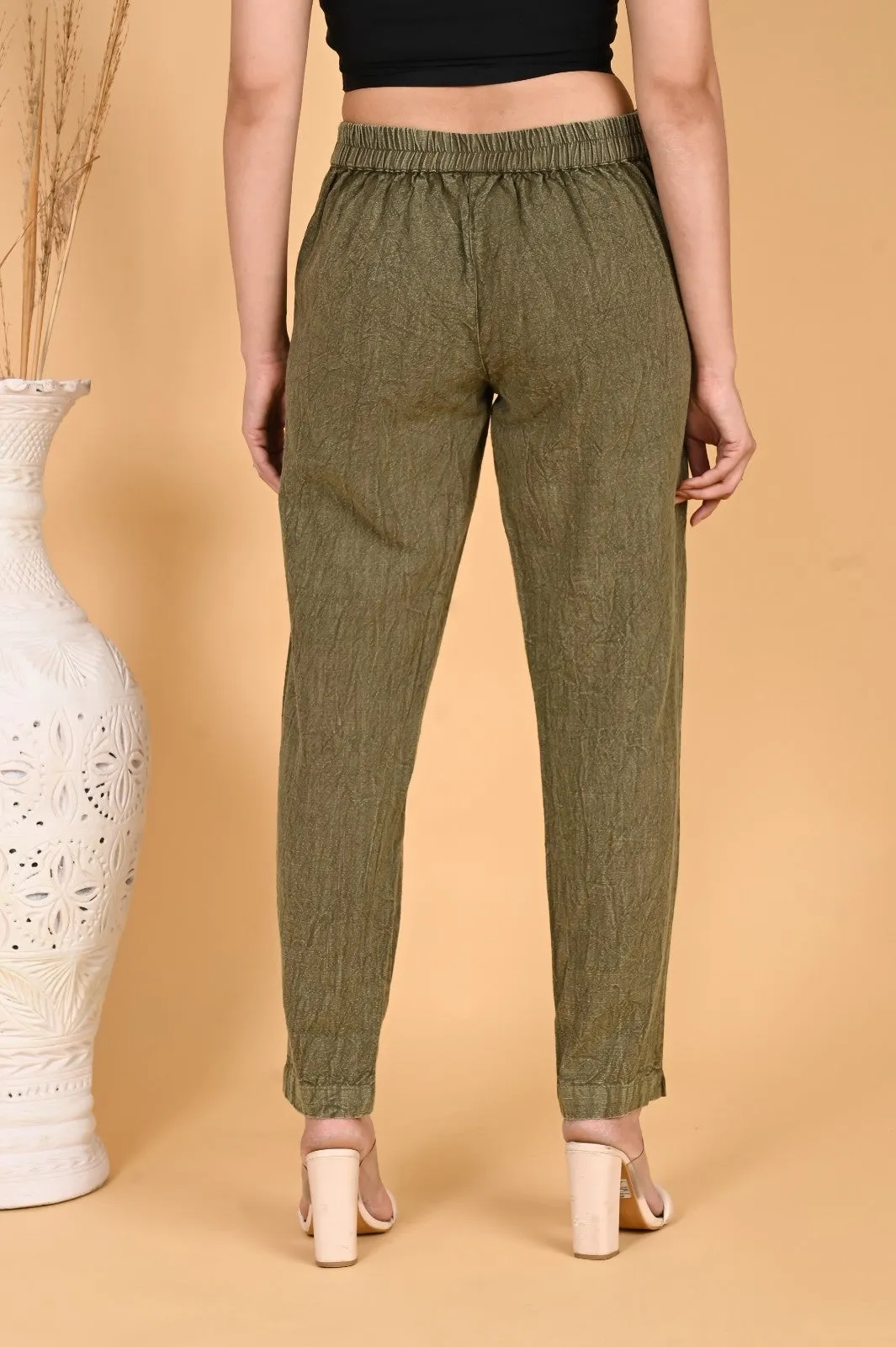 WOOD YELLOW DENIM COTTON PANTS