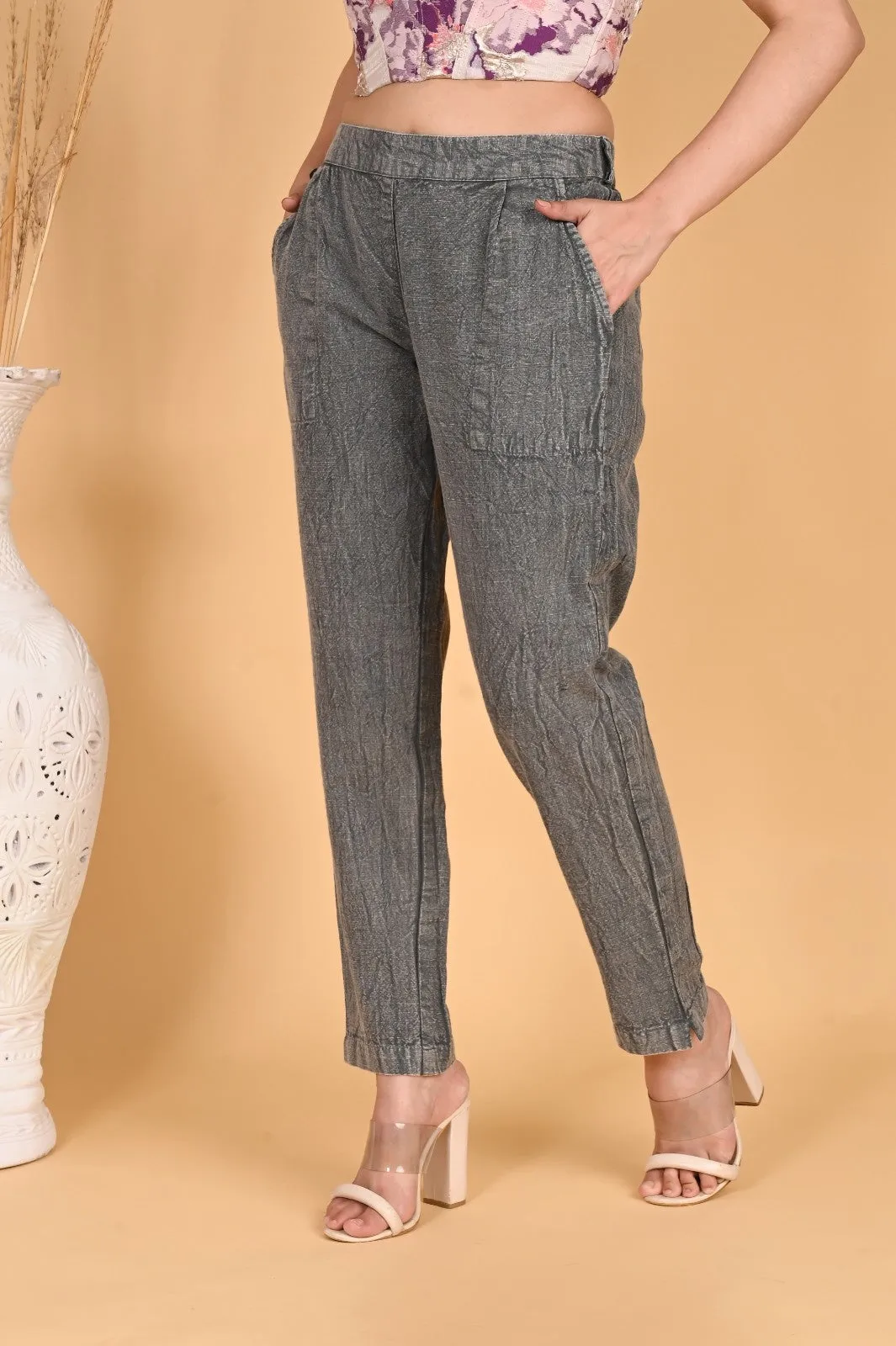 WOOD YELLOW DENIM COTTON PANTS