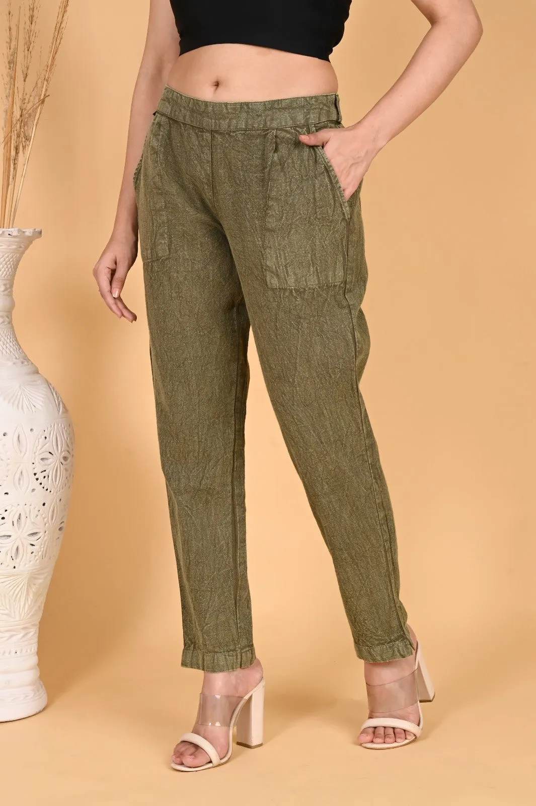 WOOD YELLOW DENIM COTTON PANTS