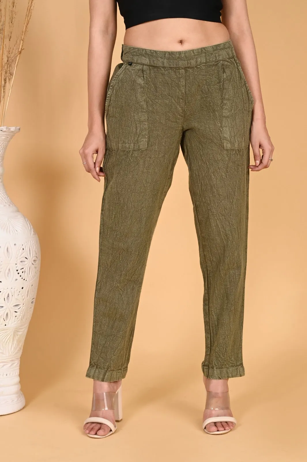 WOOD YELLOW DENIM COTTON PANTS