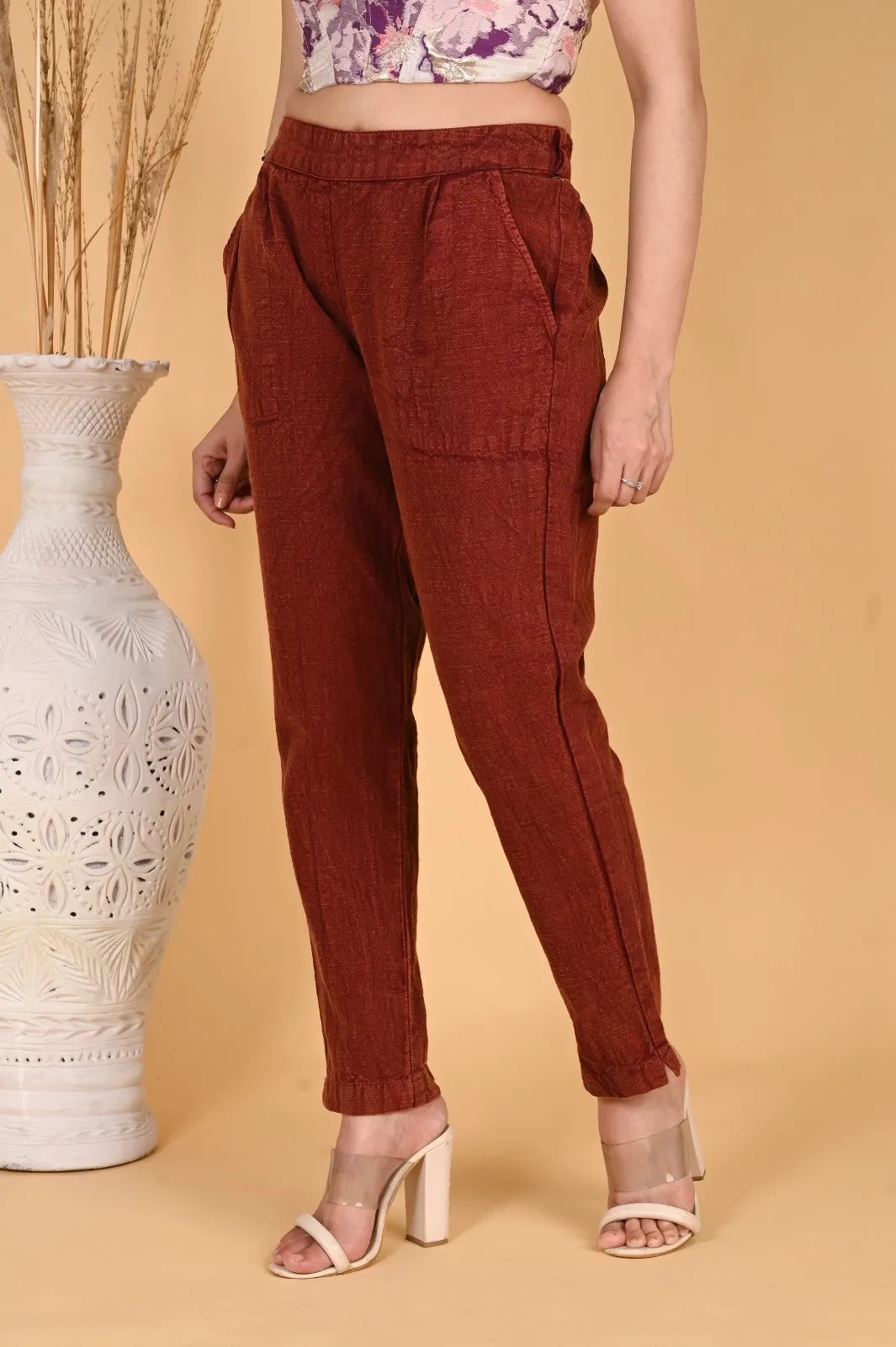 WOOD YELLOW DENIM COTTON PANTS