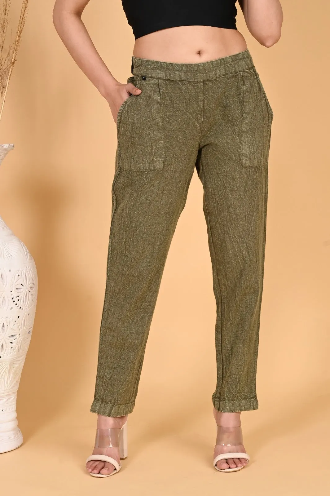 WOOD YELLOW DENIM COTTON PANTS
