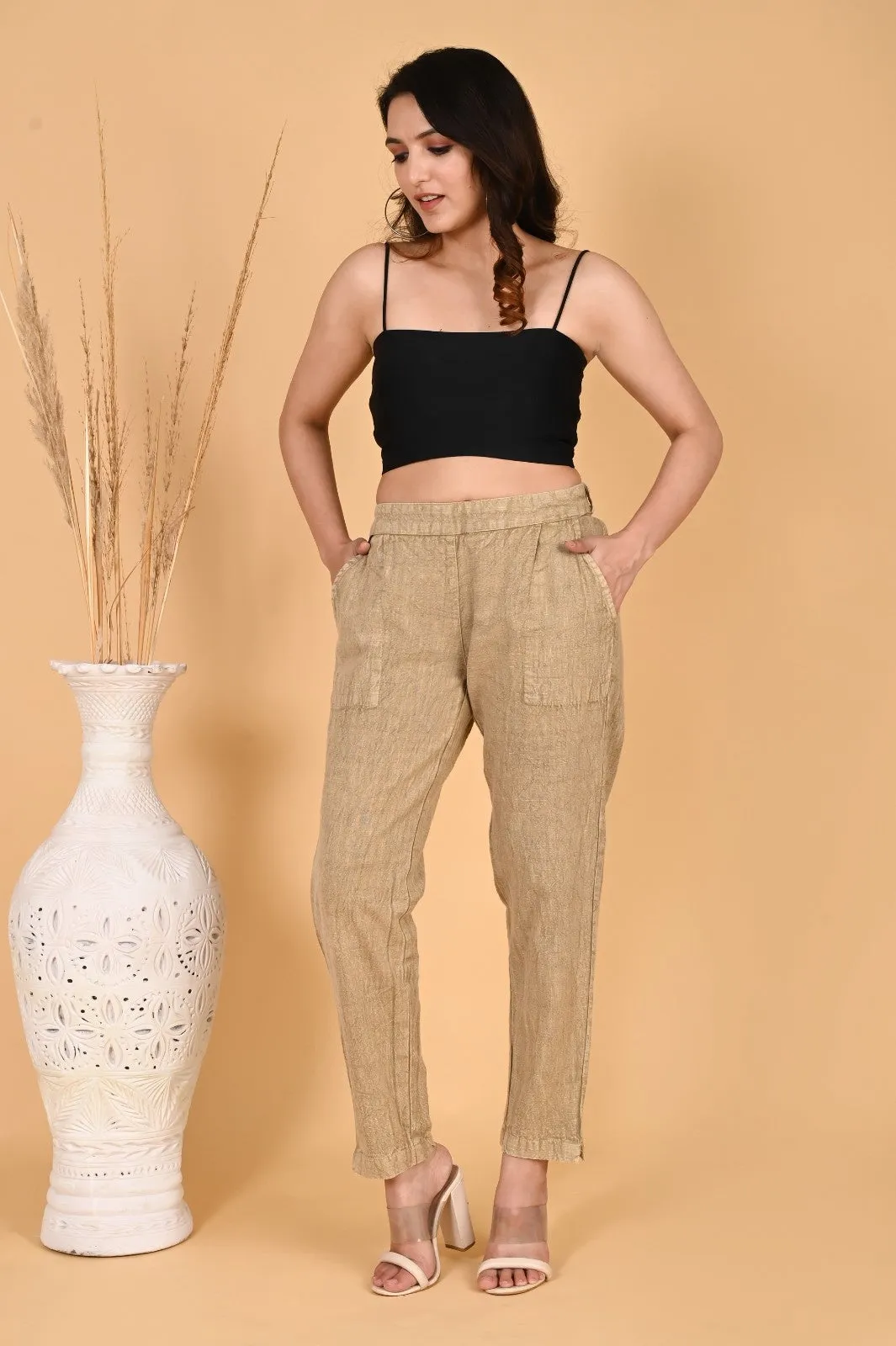 WOOD YELLOW DENIM COTTON PANTS