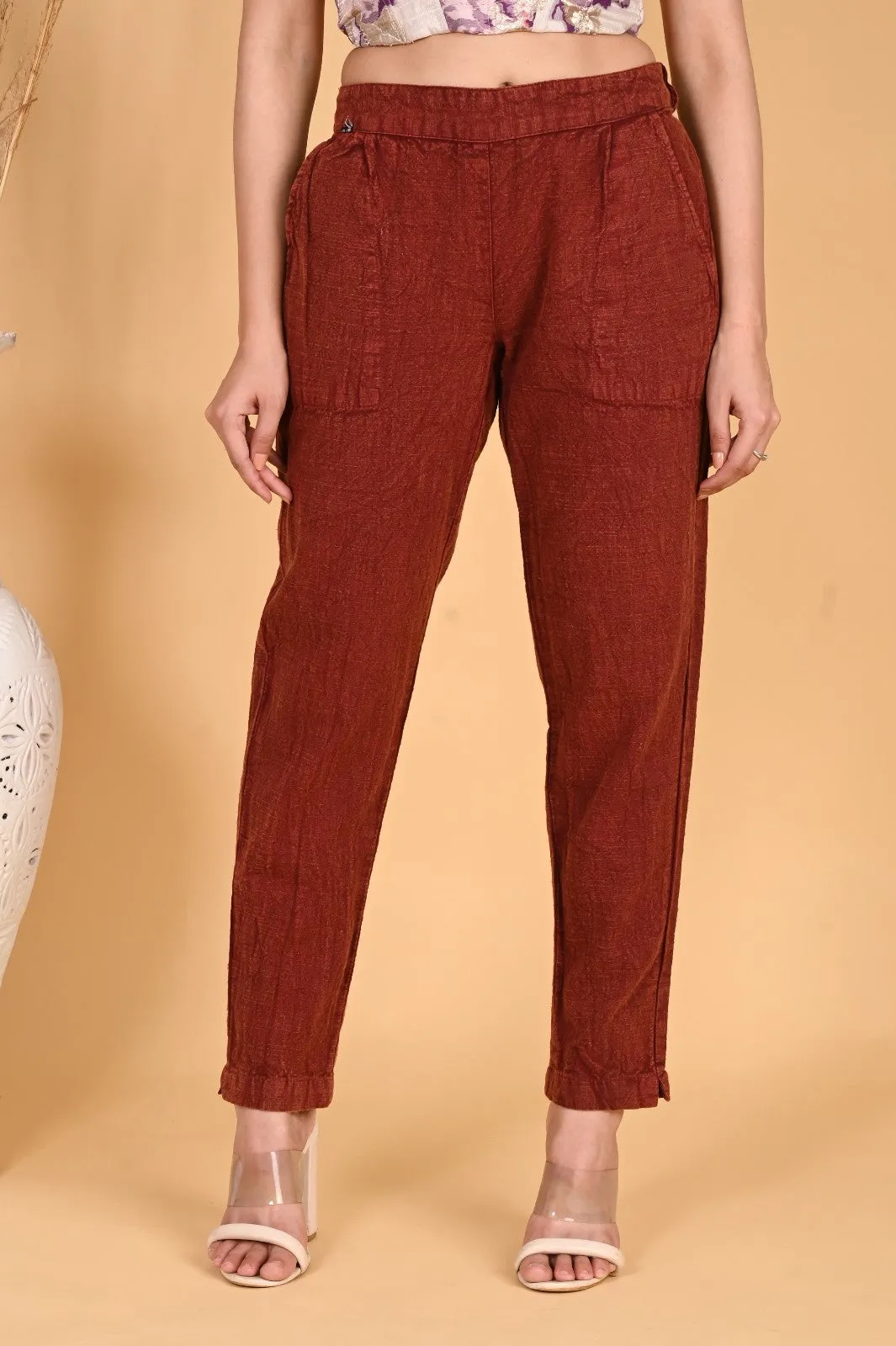 WOOD YELLOW DENIM COTTON PANTS