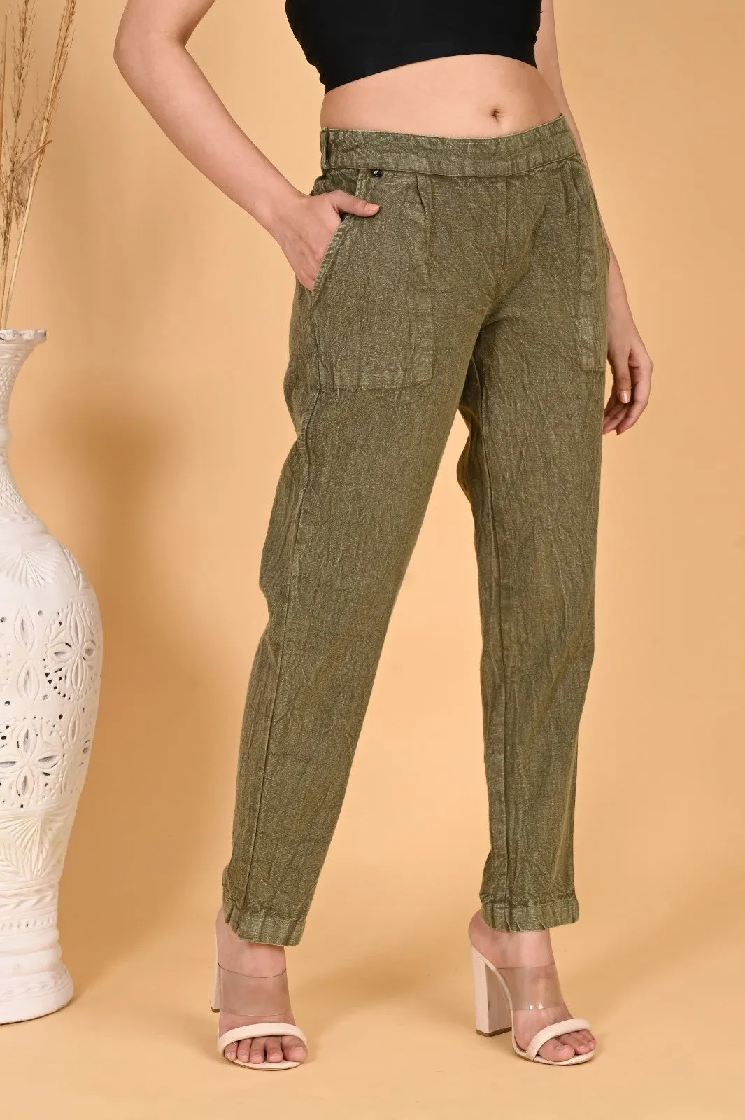 WOOD YELLOW DENIM COTTON PANTS