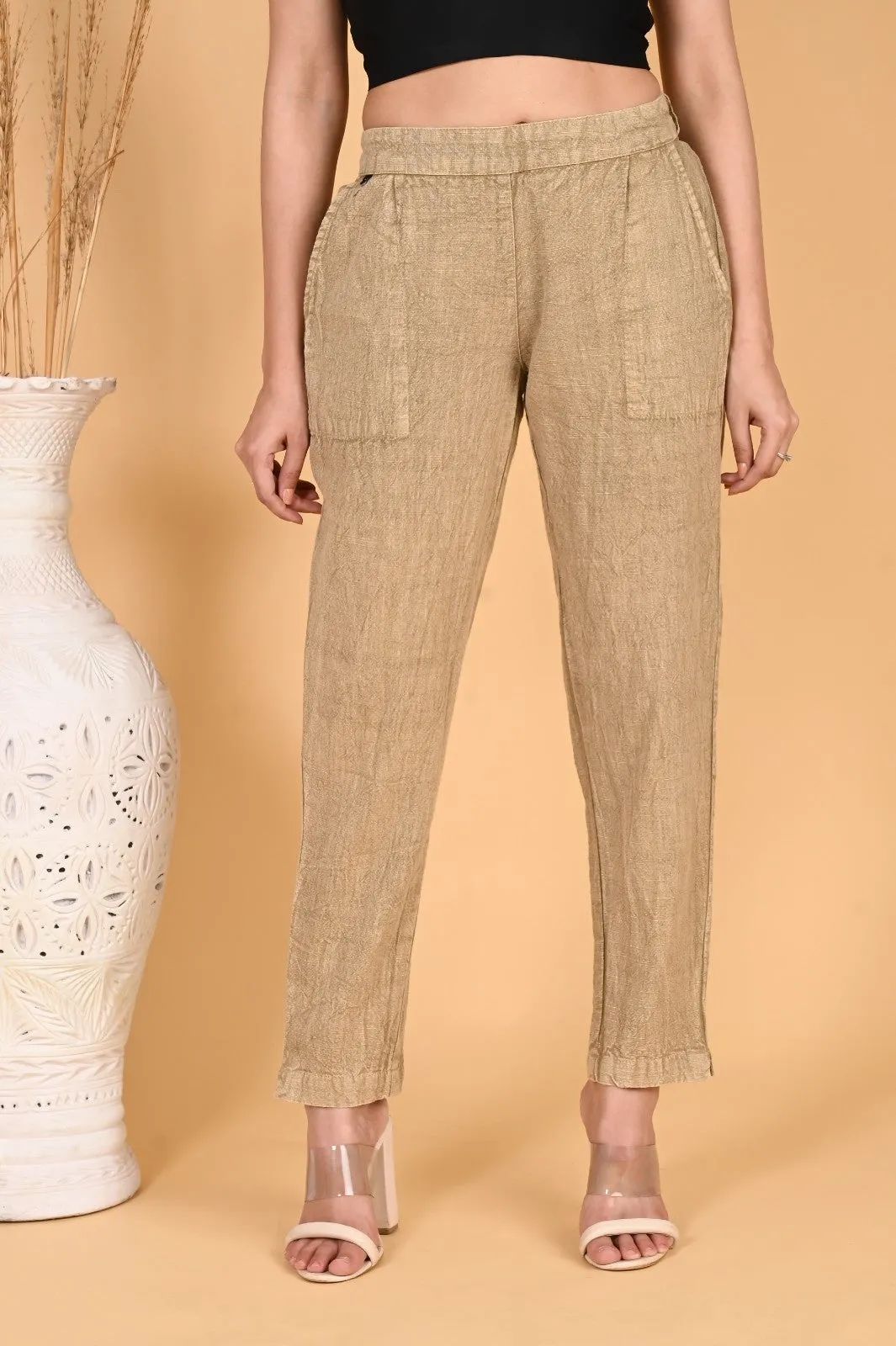 WOOD YELLOW DENIM COTTON PANTS