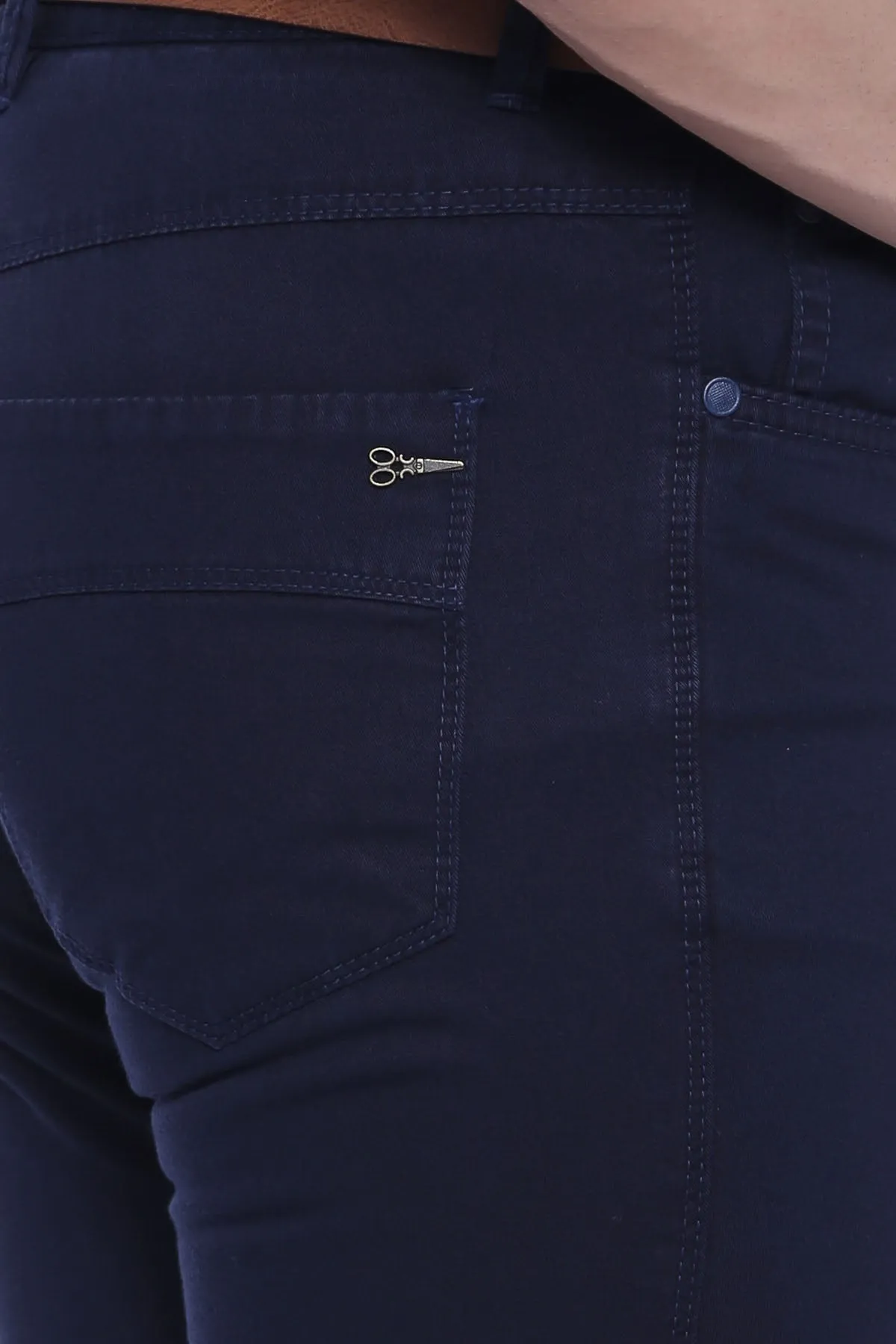 WSS Slim Fit Plain 5 Pockets Navy Blue Men Pants  - Mafamude