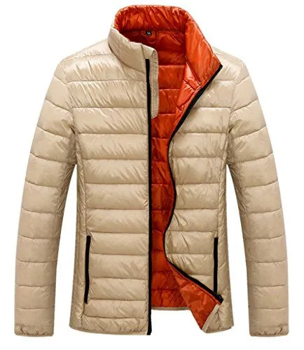Z-SHOW™ Men's Packable Down Puffer Jacket(Khaki,US Size M Asian Size XXL)