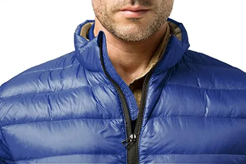 ZSHOW Men's Lightweight Stand Collar Packable Down Jacket(Blue,Large)