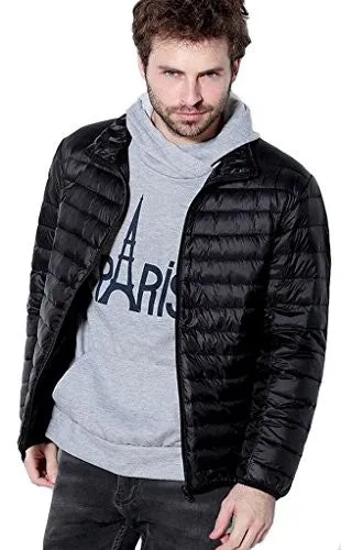 ZSHOW Men's Ultra Light Packable Down Puffer Jacket(Black,Medium)